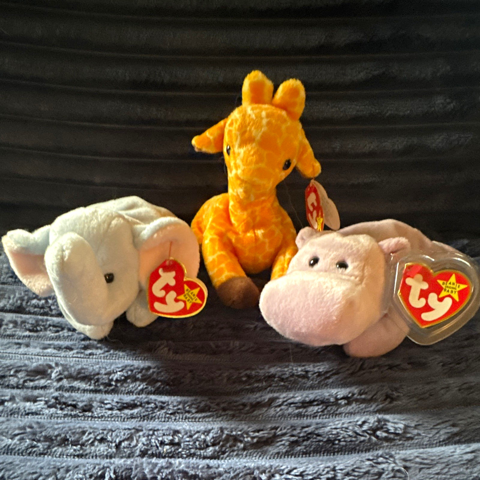 Vintage Ty Beanie Babies Safari Trio Bundle - P.V.C. Happy Hippo, Peanut & Twigs Vintage Ty Beanie Babies Safari Trio Bundle - P.V.C. Happy Hippo, Peanut & Twigs