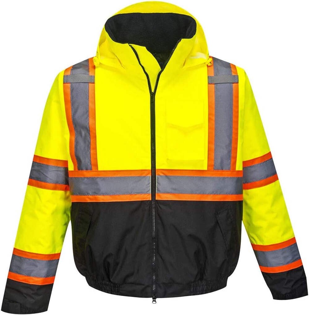Hi-Vis Contrast Tape Bomber Viz Insulated Safety Visability Work Wear Rain ANSI