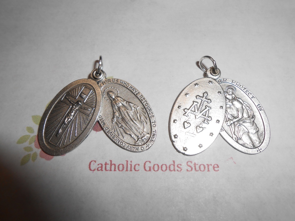 Large Miraculous - Crucifix - St Christopher 2-pc 1 1/8\
