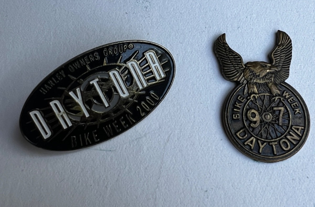 Vintage Harley Davidson Pins 1997 and 2000 Bike Week HOG Rally Daytona