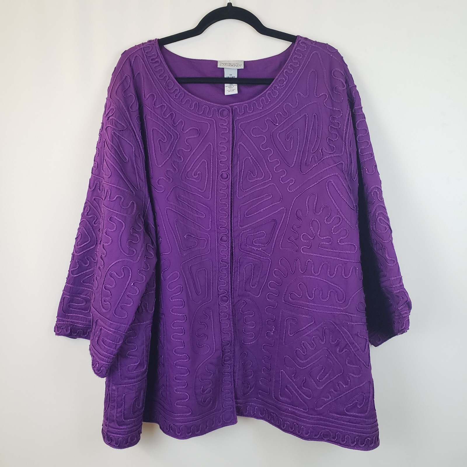 Maggie Barnes For Catherines Jacket 3X Purple Soutache Embroidery Bohemian Artsy Maggie Barnes For Catherines Jacket 3X Purple Soutache Embroidery Bohemian Artsy