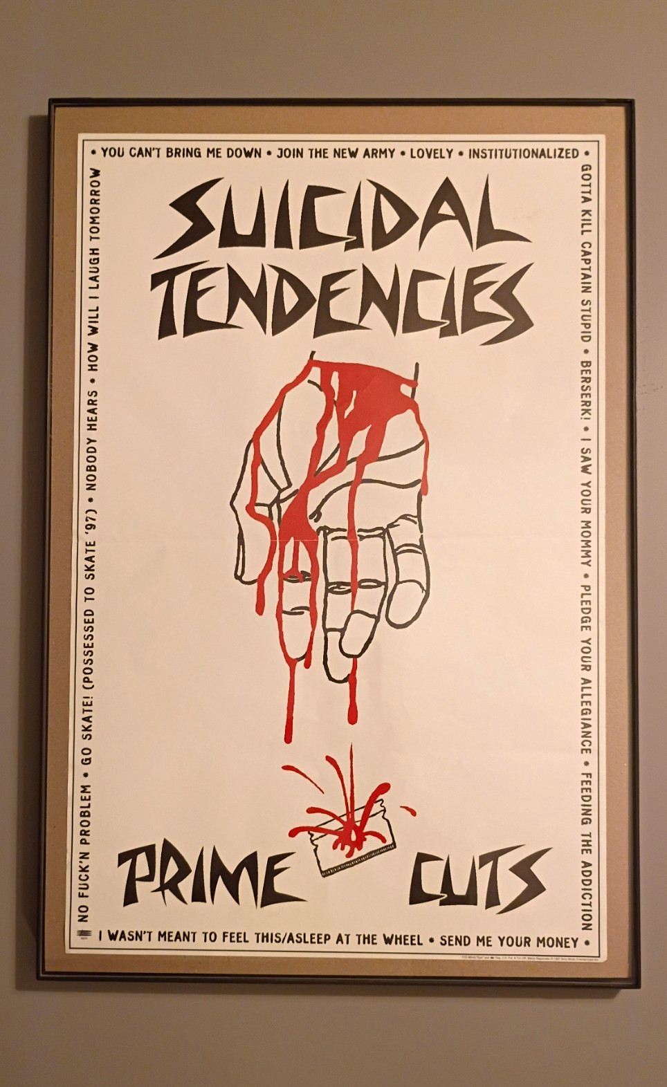 Suicidal Tendencies - RARE Prime Cuts (1997 Epic Records, promo poster. Vintage)