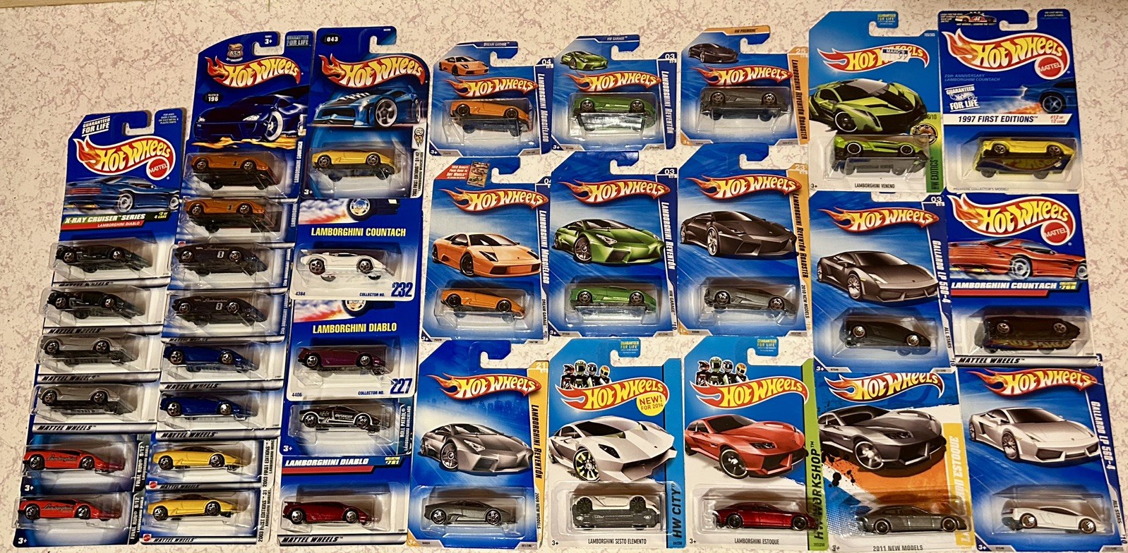 Hot Wheels Lamborghini collection 34 cars 1991-2013  with short card variations.