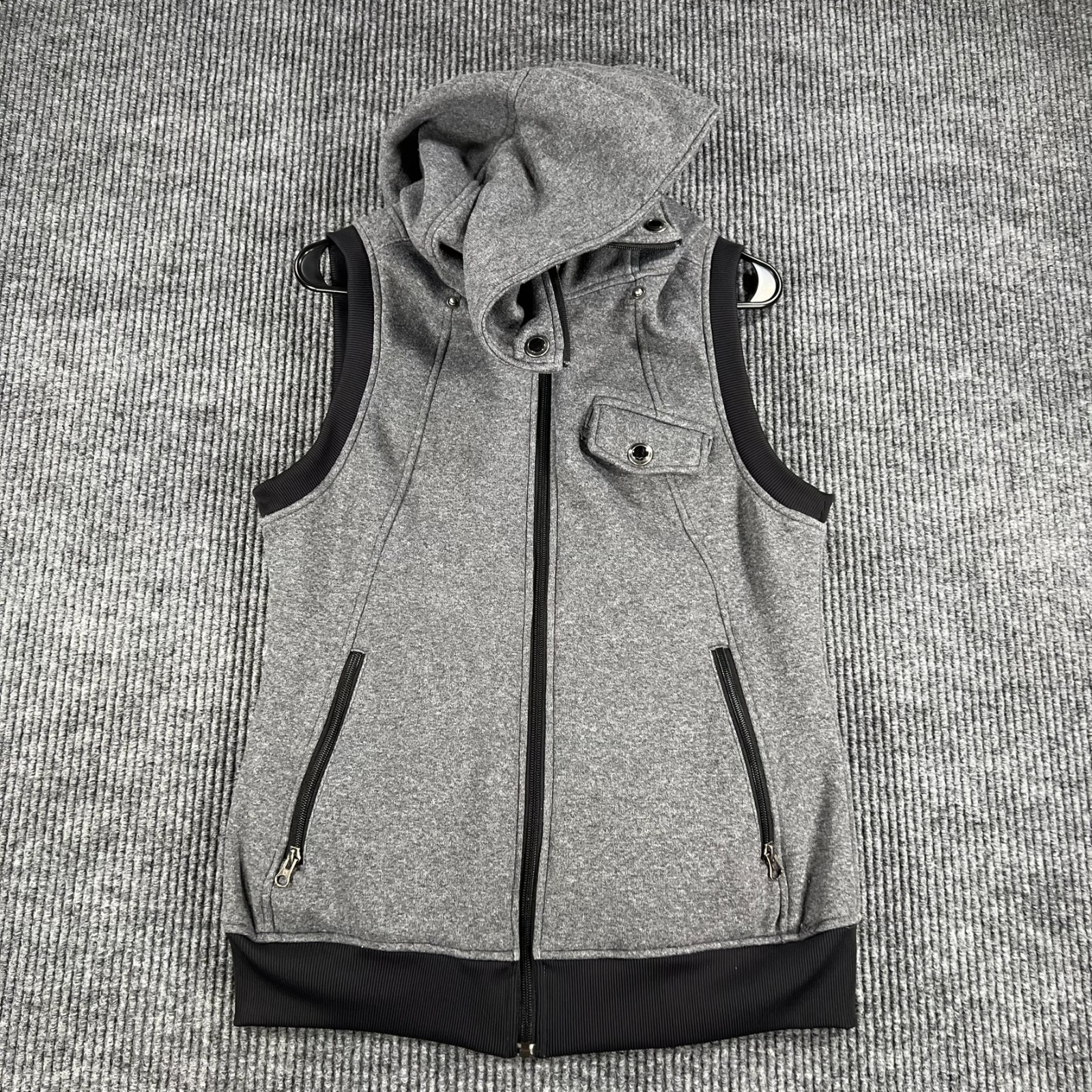 Burton Dry Ride Vest Sweatshirt Womens Large Gray Sleeveless Hooded Full Zip