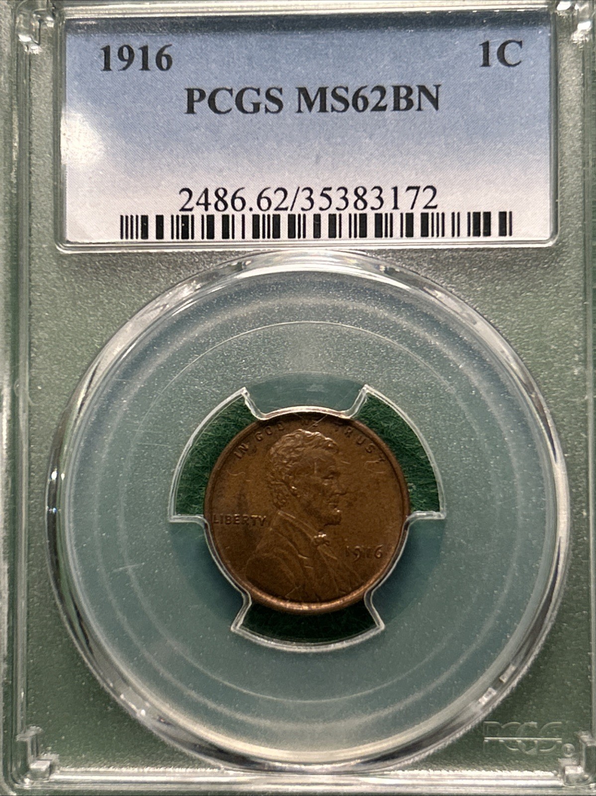 1916-P Lincoln Cent PCGS MS 62BN 1916-P Lincoln Cent PCGS MS 62BN