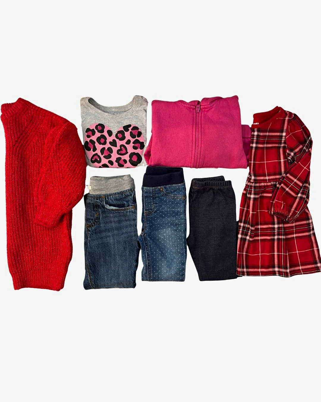Girls 2T 24M Clothes Lot 7 Pc Old Navy Cherokee Fall Winter Jeans Dress Sweater