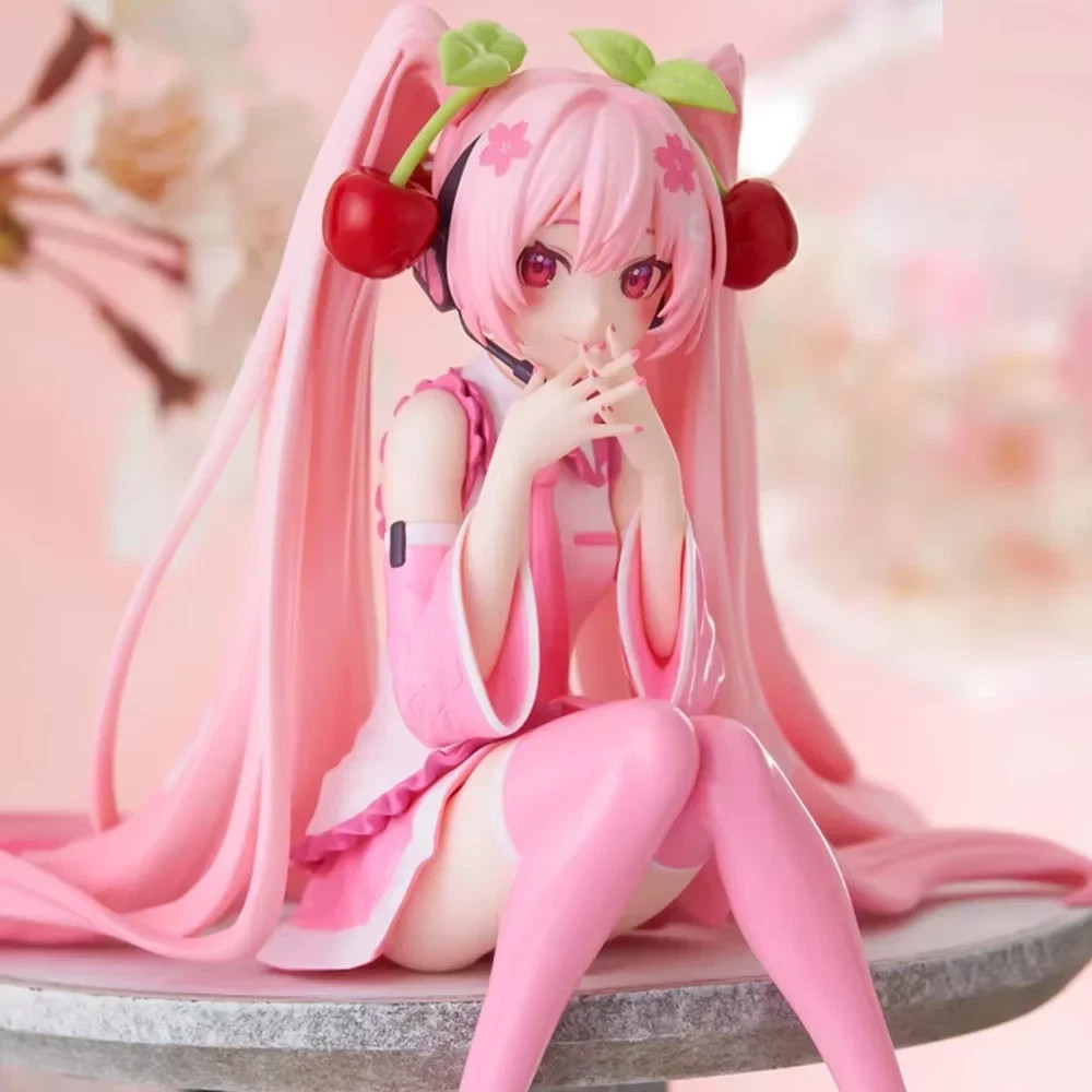 New 20CM Anime Hatsune Miku Figure Anime Peripheral Pink Dress Collectible Model