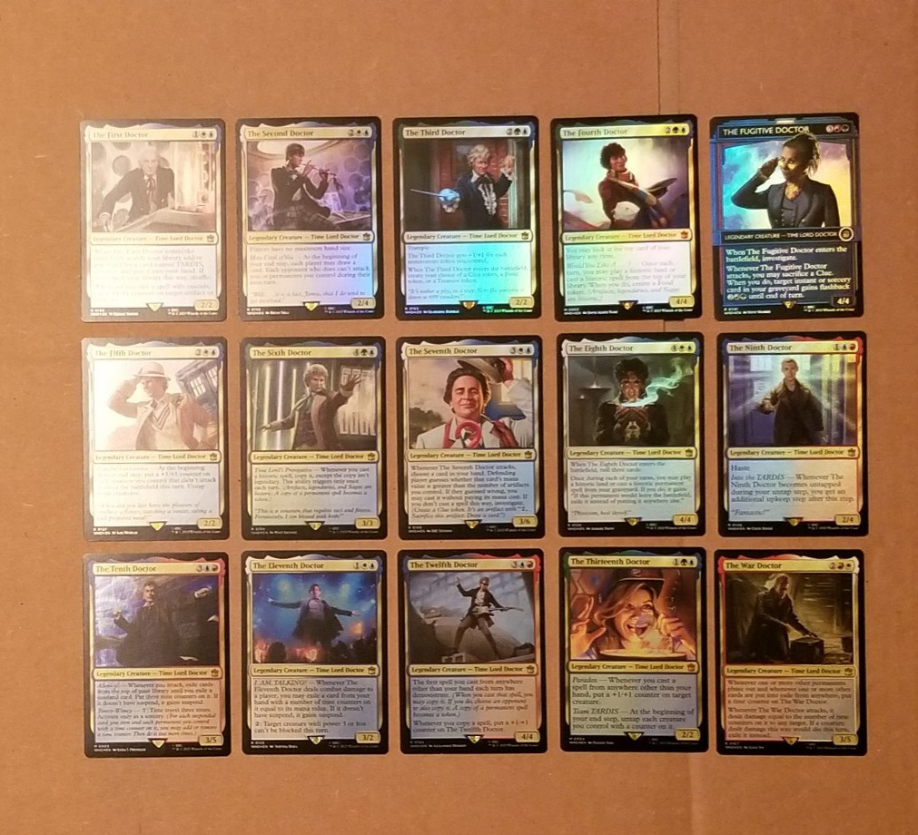 MTG Doctor Who FOIL Set of 15 Legendary Creatures (NM/MINT) One of Each Doctor MTG Doctor Who FOIL Set of 15 Legendary Creatures (NM/MINT) One of Each Doctor
