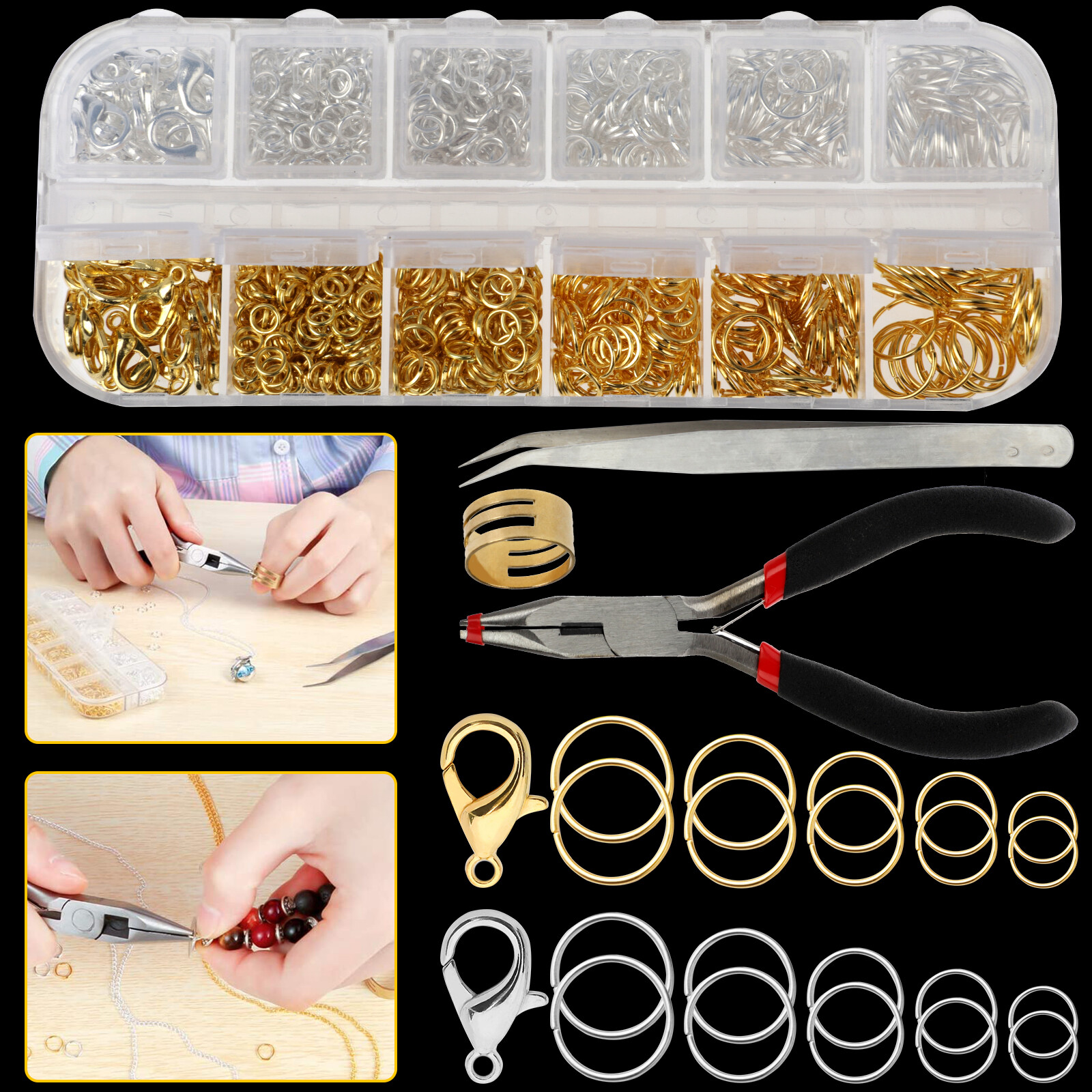 1200Pcs Lobster Clasp Open Jump Rings For DIY Jewelry Making Necklace Bracelet 1200Pcs Lobster Clasp Open Jump Rings For DIY Jewelry Making Necklace Bracelet