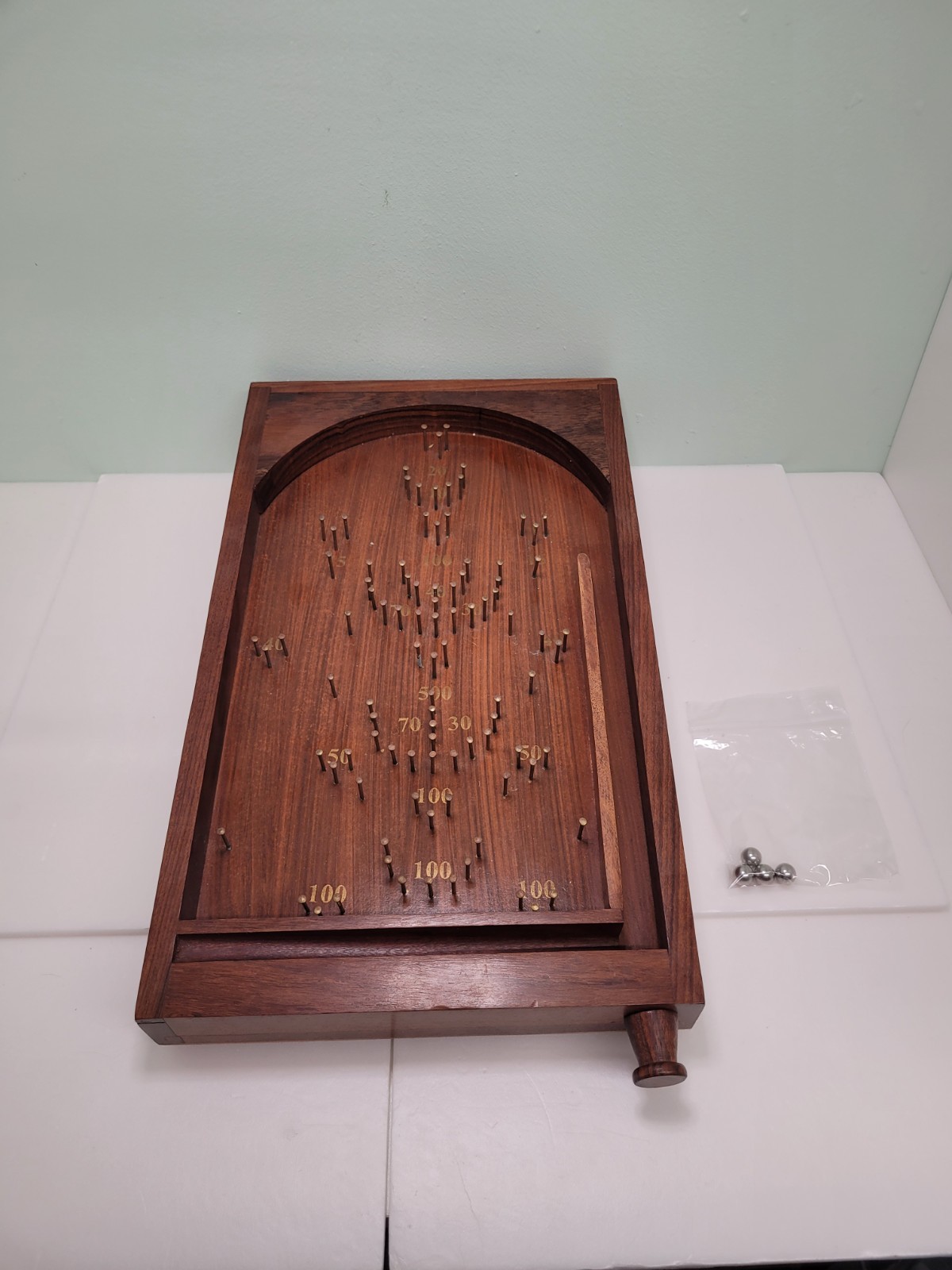 Vintage Wooden Bagatelle Pinball Game Board 