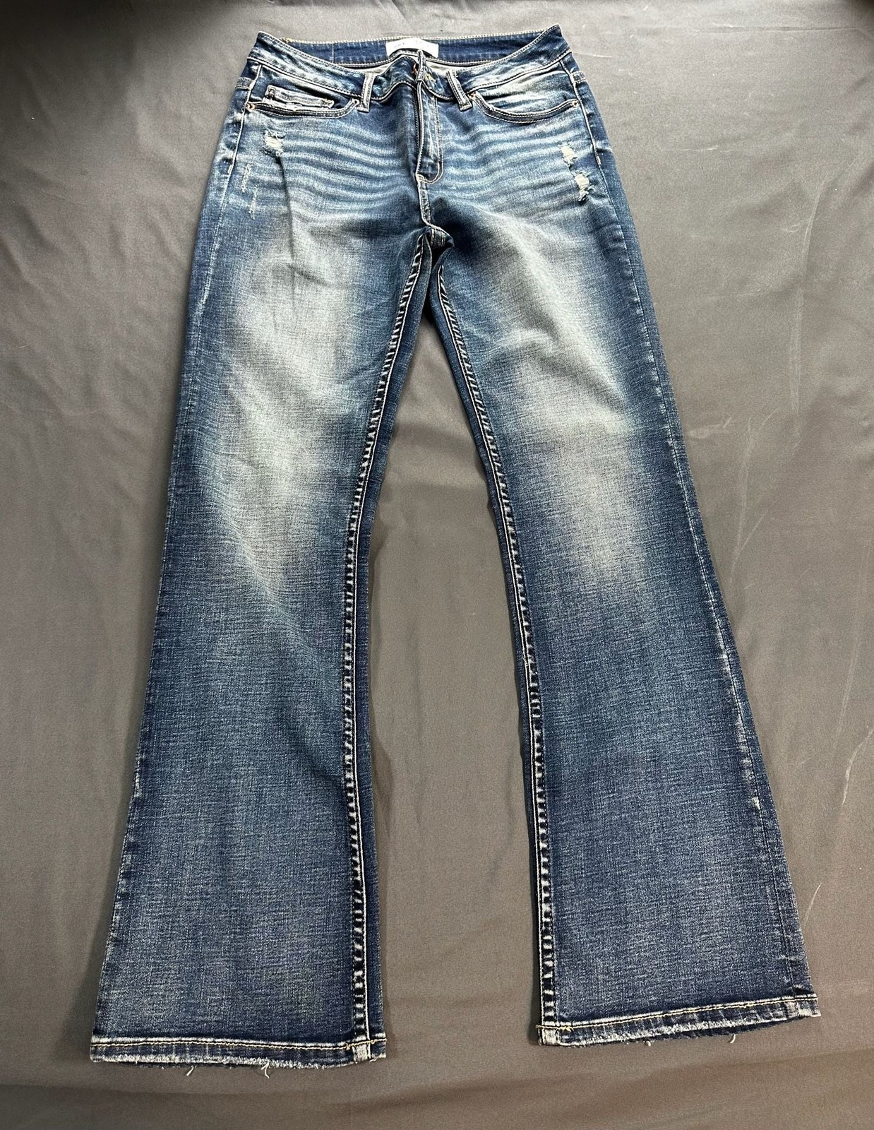 BKE Stella Mid-Rise Slim Fit Bootcut Jeans Size 29 Blue Distressed Denim