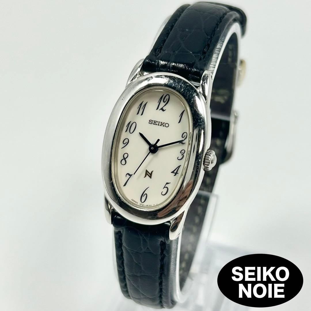 [EXC+5] Vintage SEIKO NOIE 1F21-5B70 Quartz Ladies Watch Silver Oval JDM