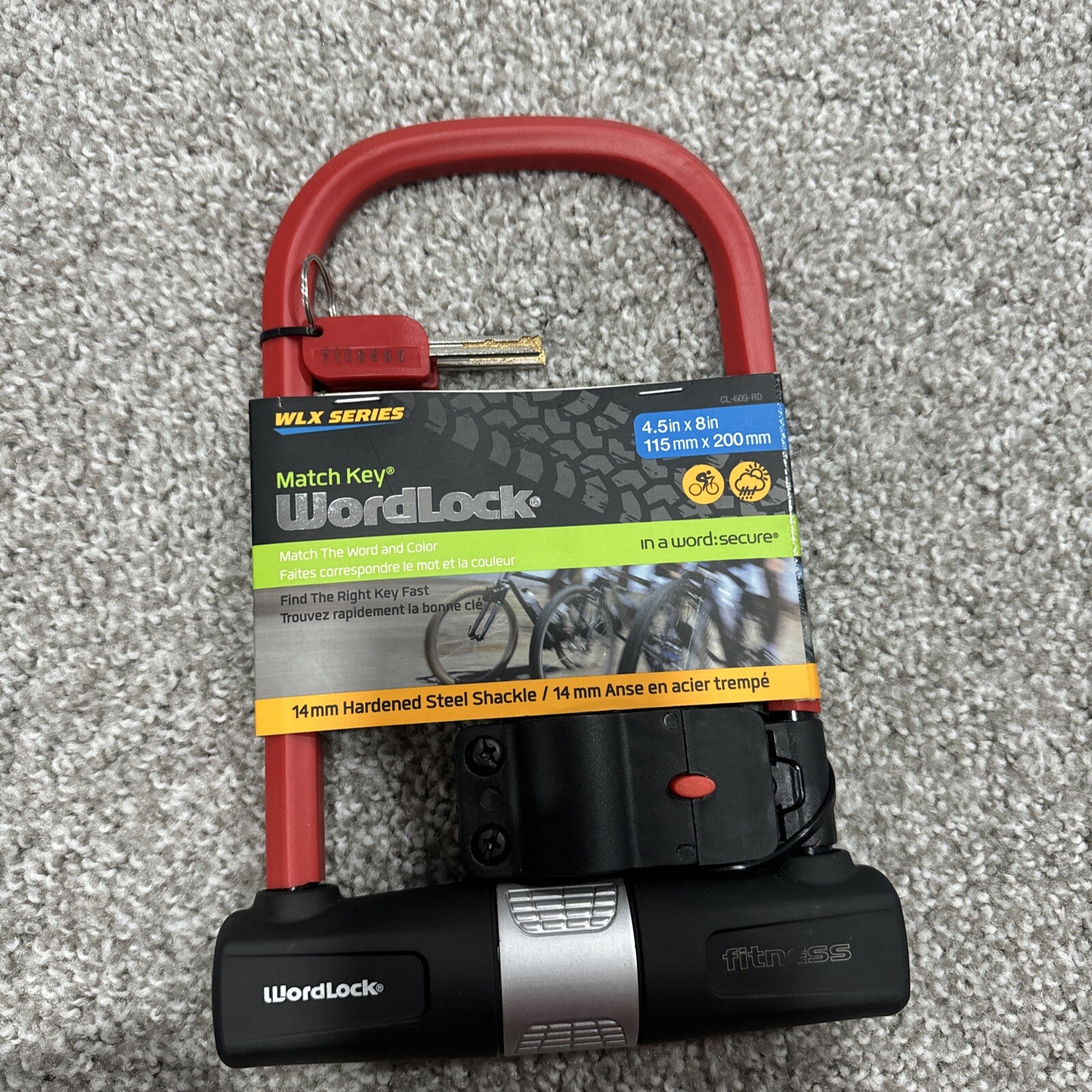 WordLock 14 mm Steel Shackle Match Word On Key With Lock Red 4.5