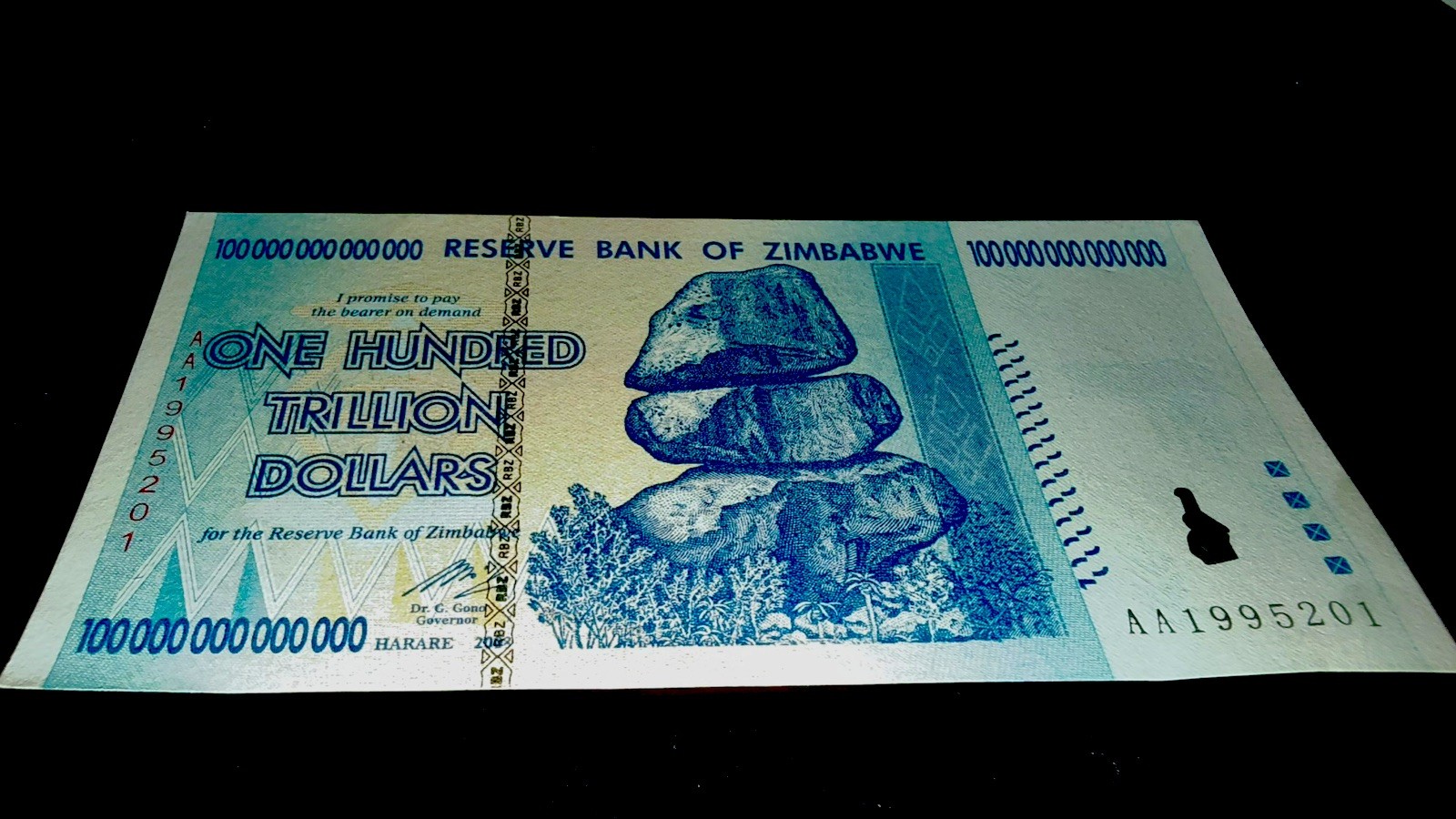 3xZimbabwe 100 Trillion Dollars 2008 AA P-91 Banknote New UNC Zim Currency w/COA