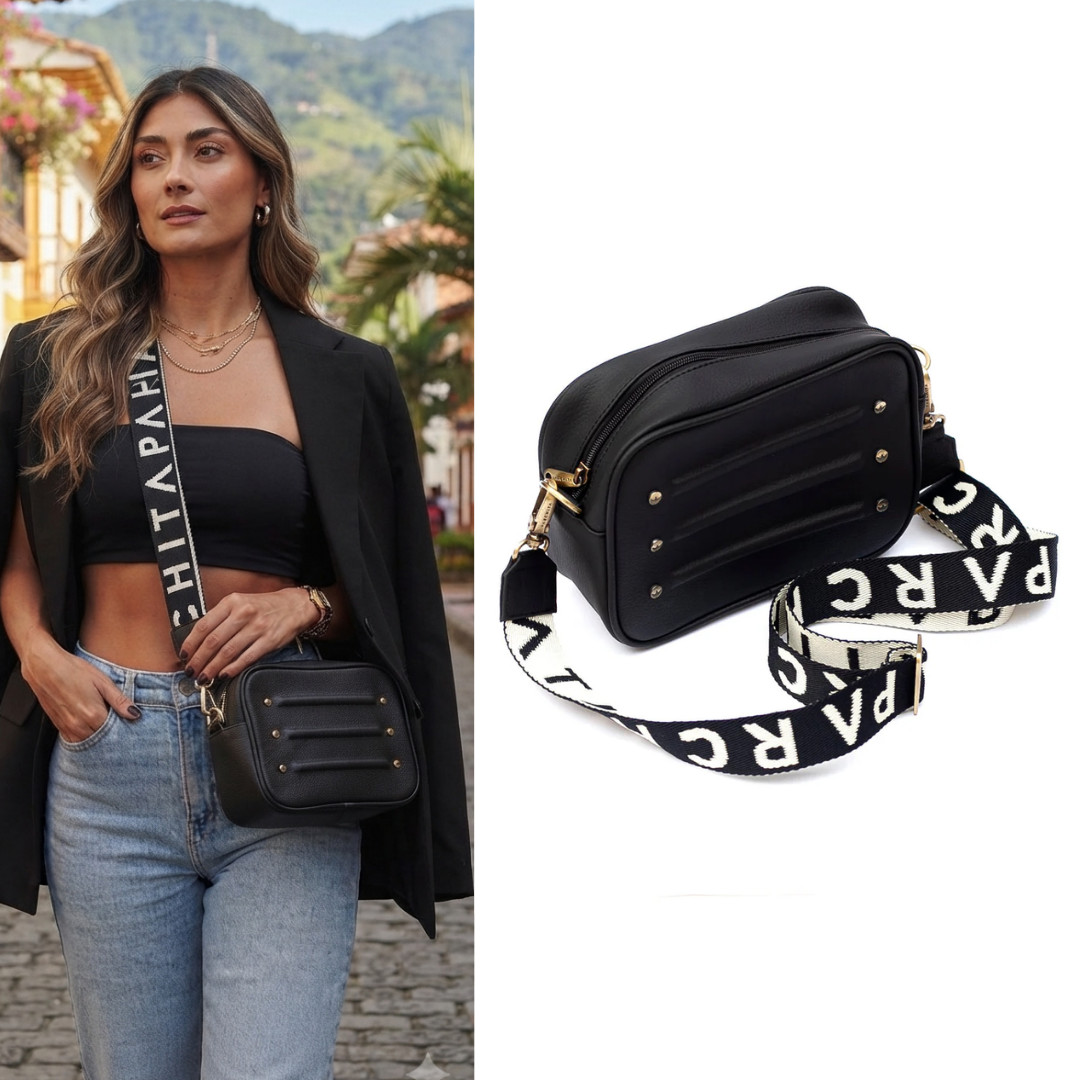Cartera bolso Bandolera Parchita 100% colombiano Black Crossbody Bag for Women