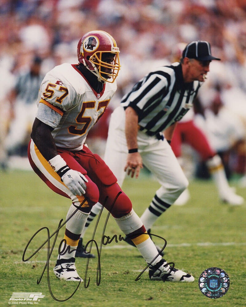 Ken Harvey Signed Washington Football Team White Jry Action 8x10 Photo -(SS COA)