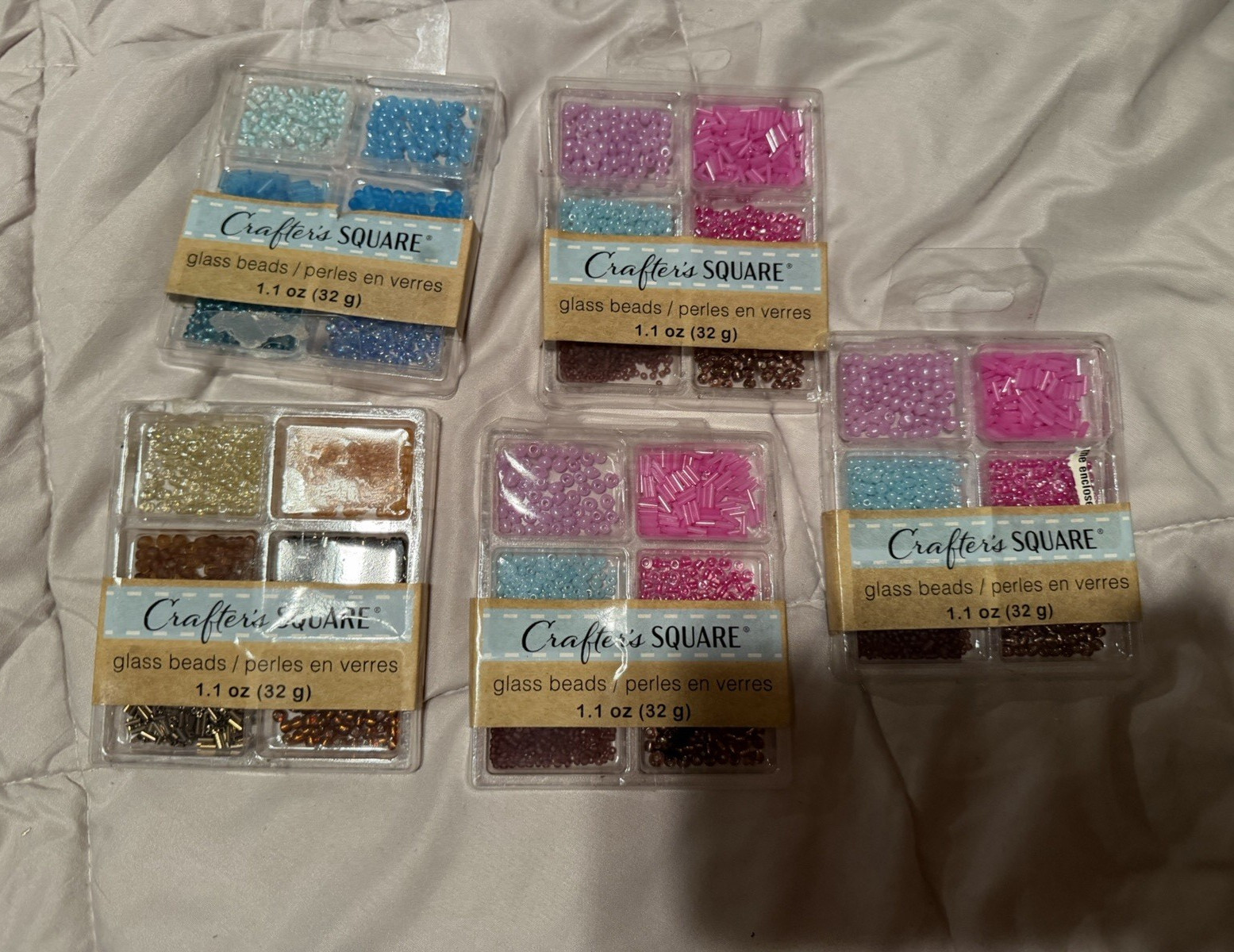 Lot of 5 Crafter’s Square Glass Beads Jewelry Making Craft Sets