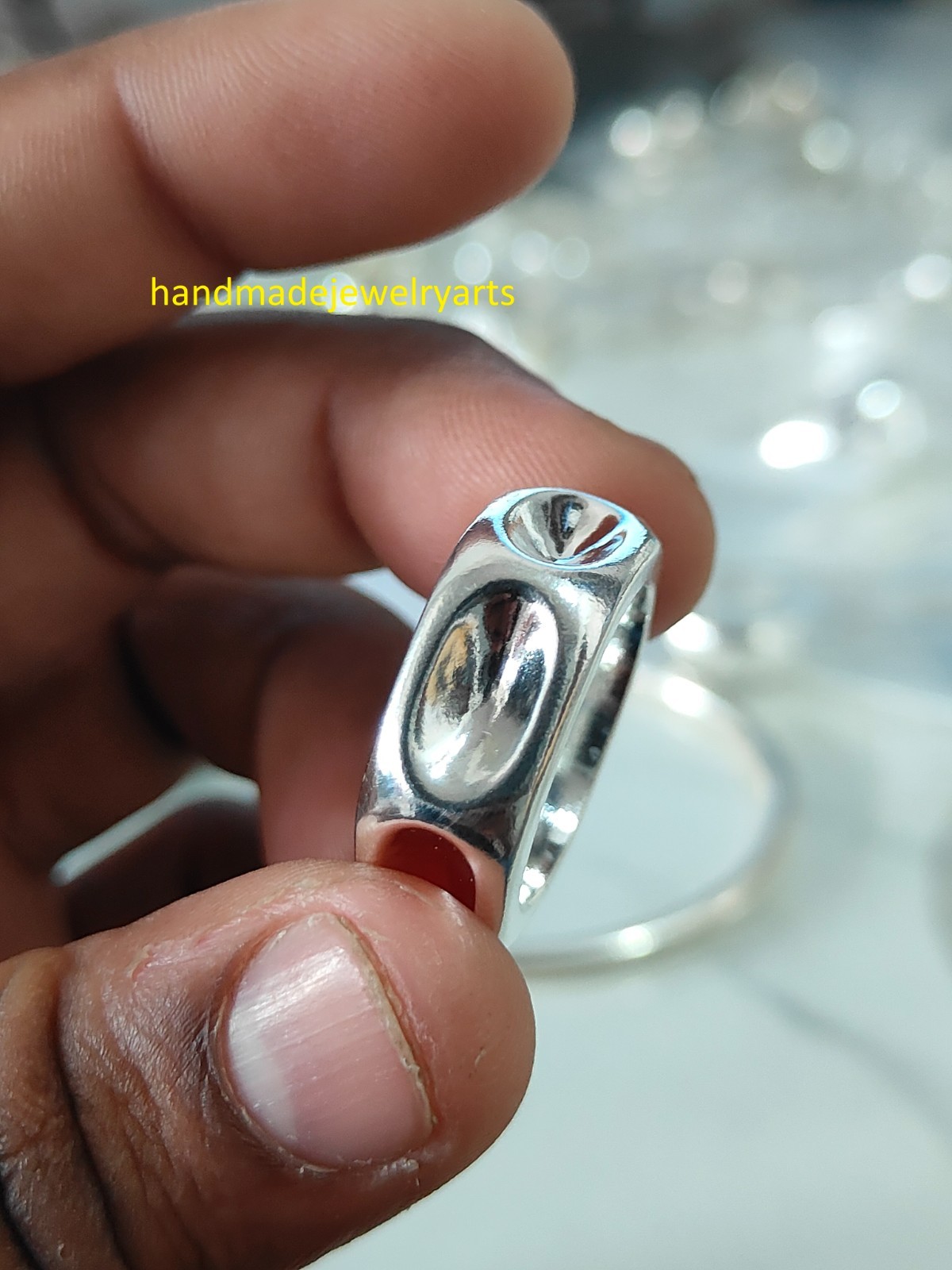 Solid 925 Sterling Silver Rectangular Statement Ring, Heavy Artisan Jewelry