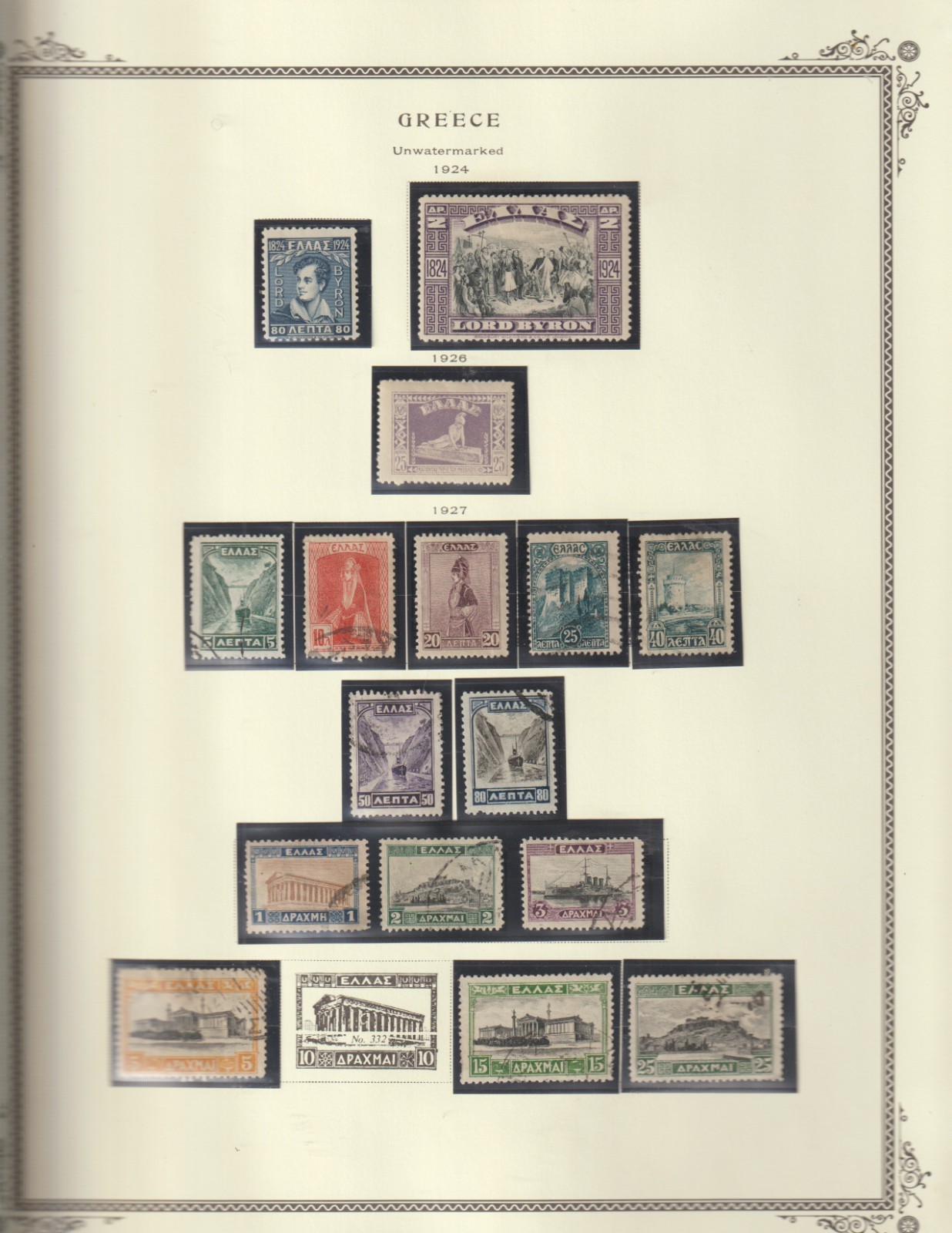 1924-1950 Greece Collection on 14 Album pages Used and Unused, Almost Complete