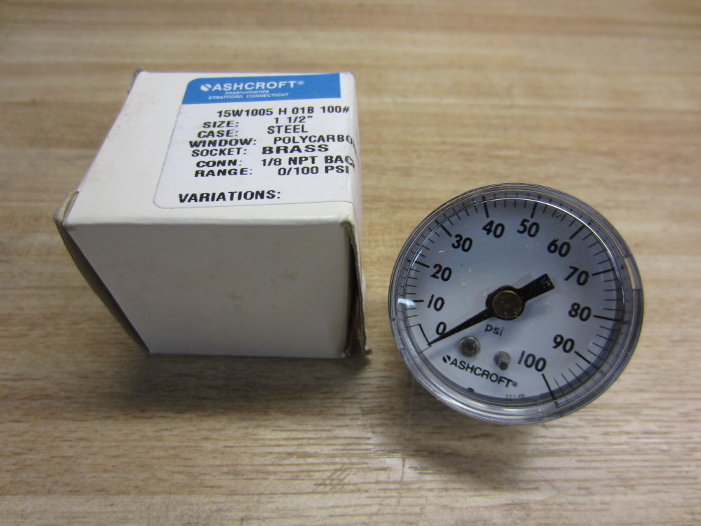 Ashcroft 15W-1005-H-01B-100 Gauge 15W1005H01B100