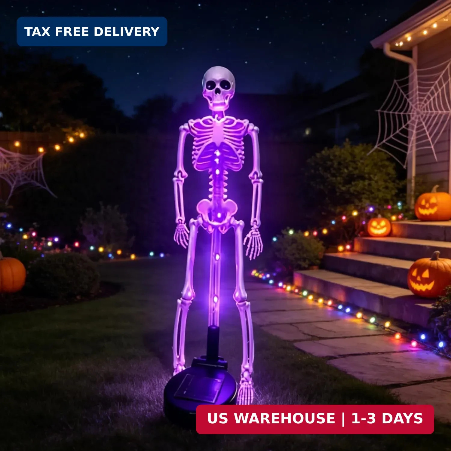 Solar Skeleton Yard Stake Halloween Decorations Garden Light Waterproof
