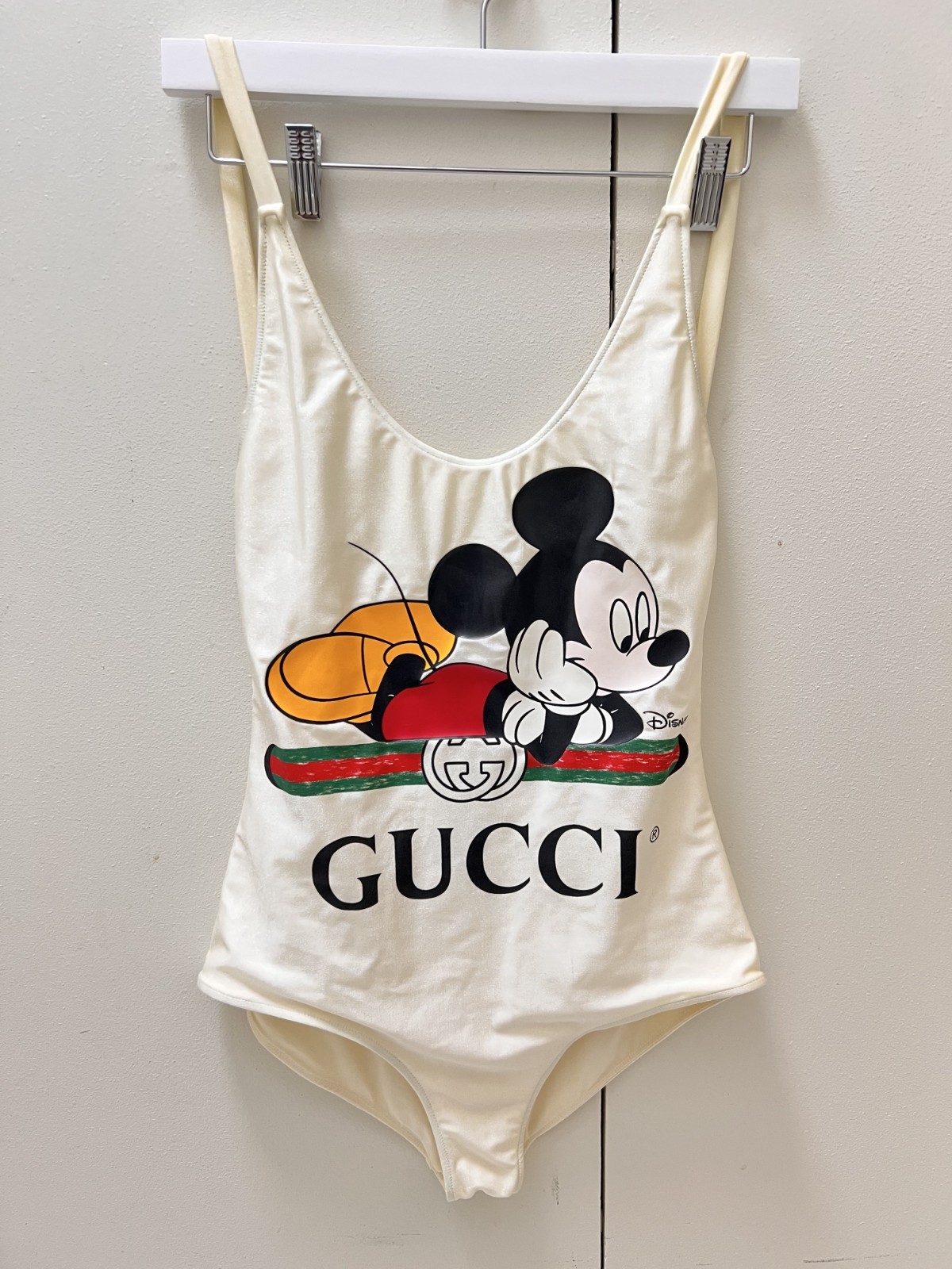 Gucci x Disney Mickey Mouse Swimsuit S size Ivory Designer NWT
