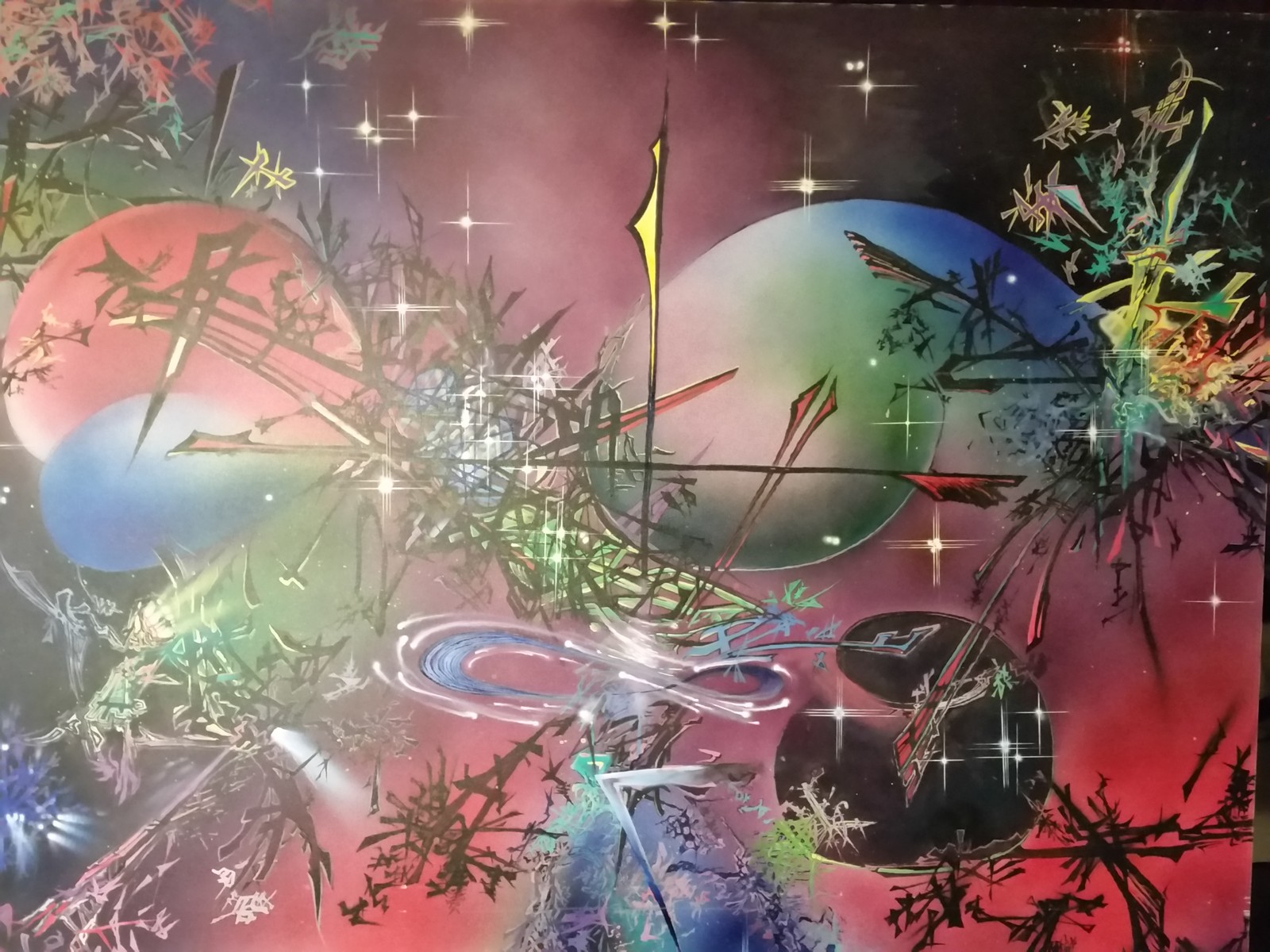 MONUMENTAL LARGE SPACE AIRBRUSH PAINTING ORIGINAL ABSTRACT SURREALISM
