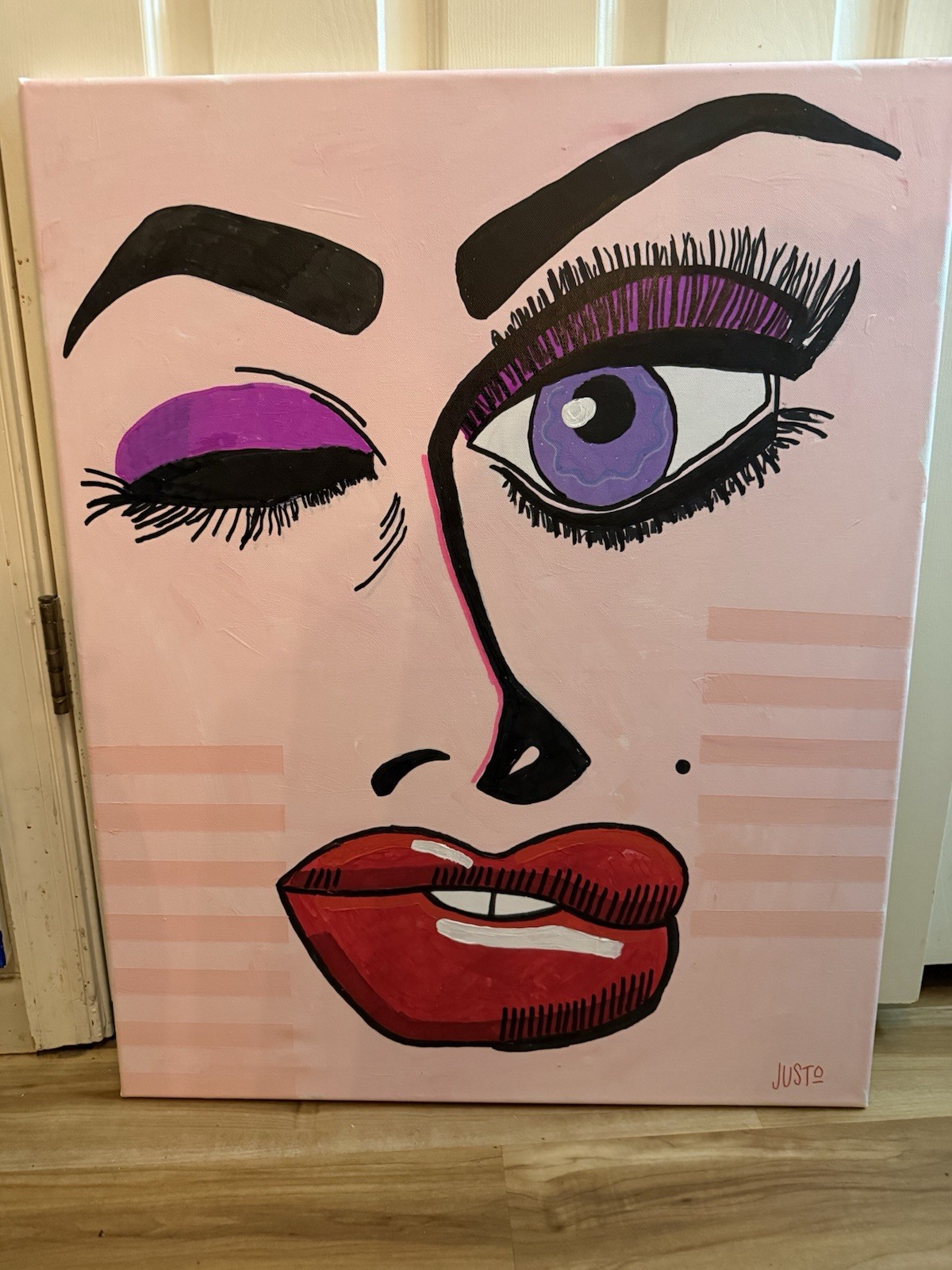 JUSTO Original Pop Art Painting Acrylic on canvas 24x30