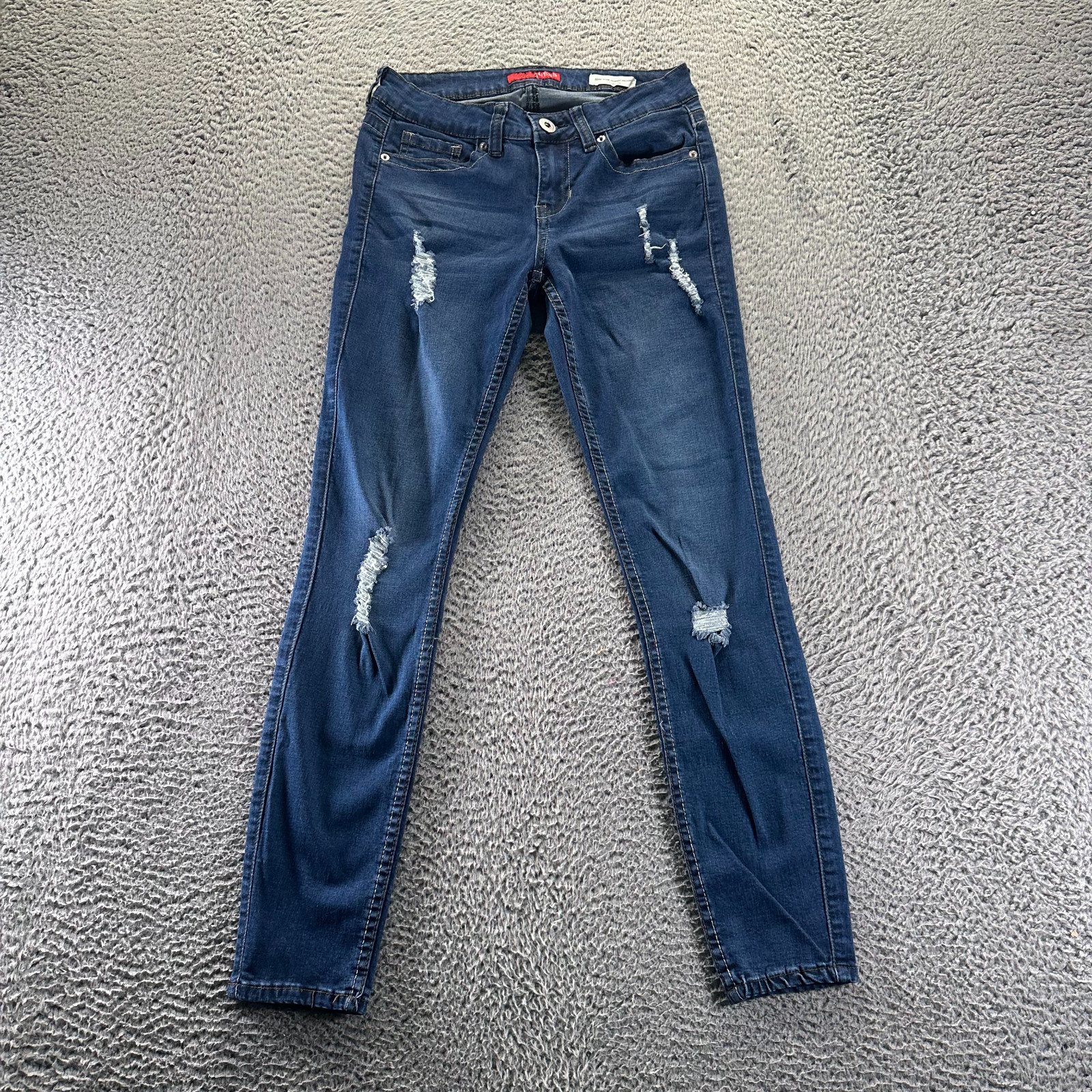 Guess Power Jeans Womens 28x29 Blue Cotton Denim Skinny Low-Rise Distressed