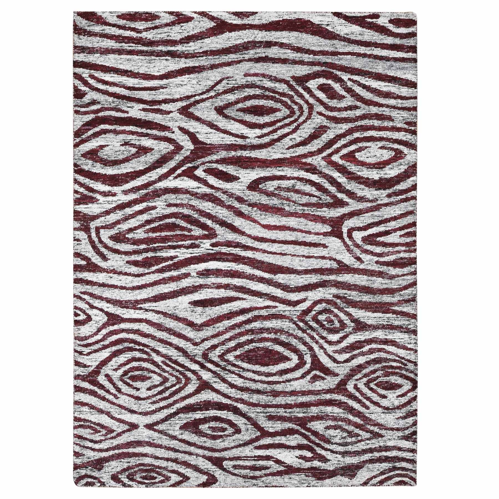 9\'x11\'7\'\' Ivory Man Made Silk Hand Knotted Tree Bark Design Oriental Rug R80816