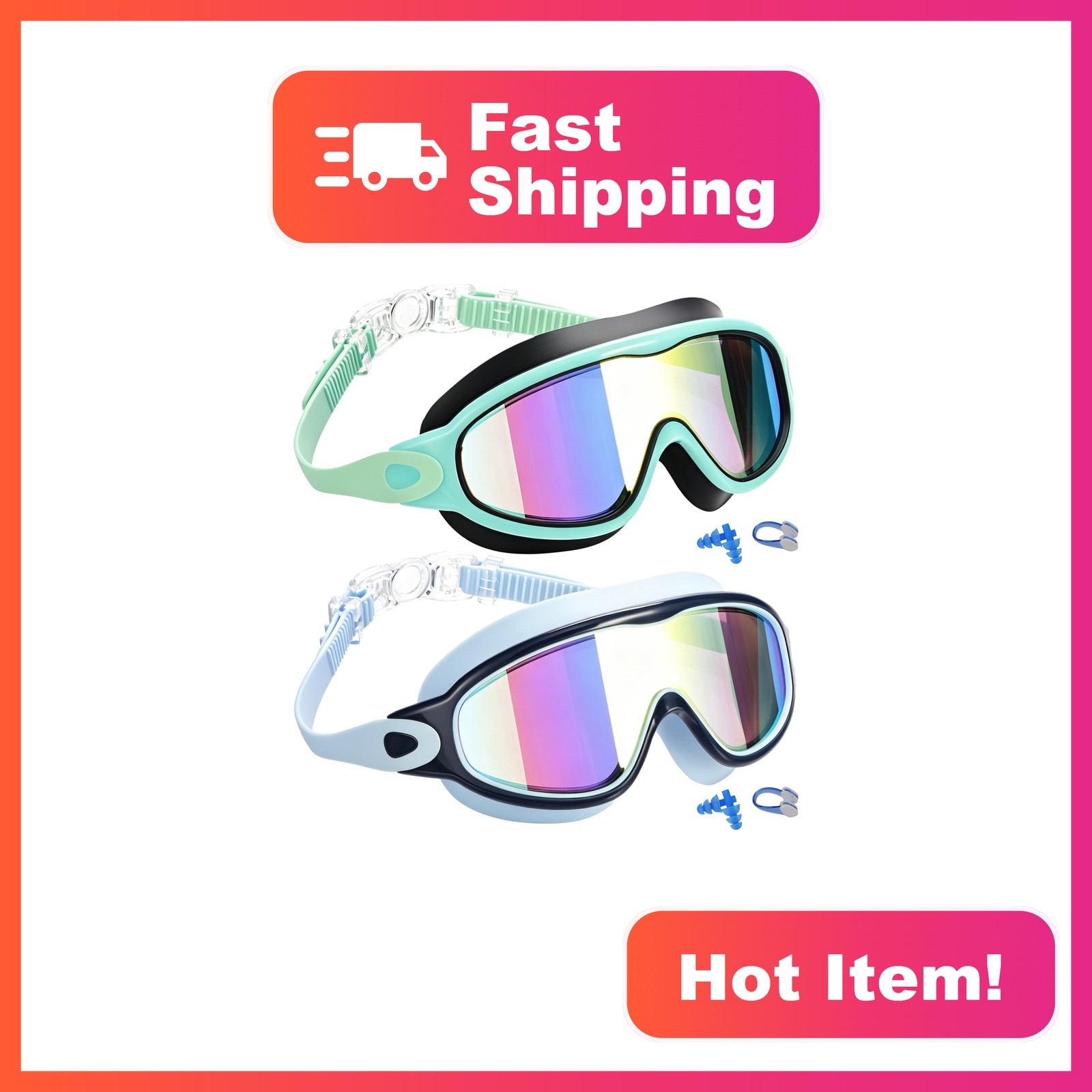 Wenwasno Kids Swim Goggles 2 Pack Black Green and Black Blue Wenwasno Kids Swim Goggles 2 Pack Black Green and Black Blue