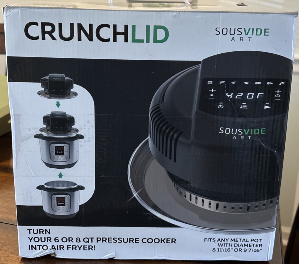 New Sousvide Art CrunchLid 7-in-1 Air Fryer Lid for 6Qt 8Qt Instant Pot Complete New Sousvide Art CrunchLid 7-in-1 Air Fryer Lid for 6Qt 8Qt Instant Pot Complete