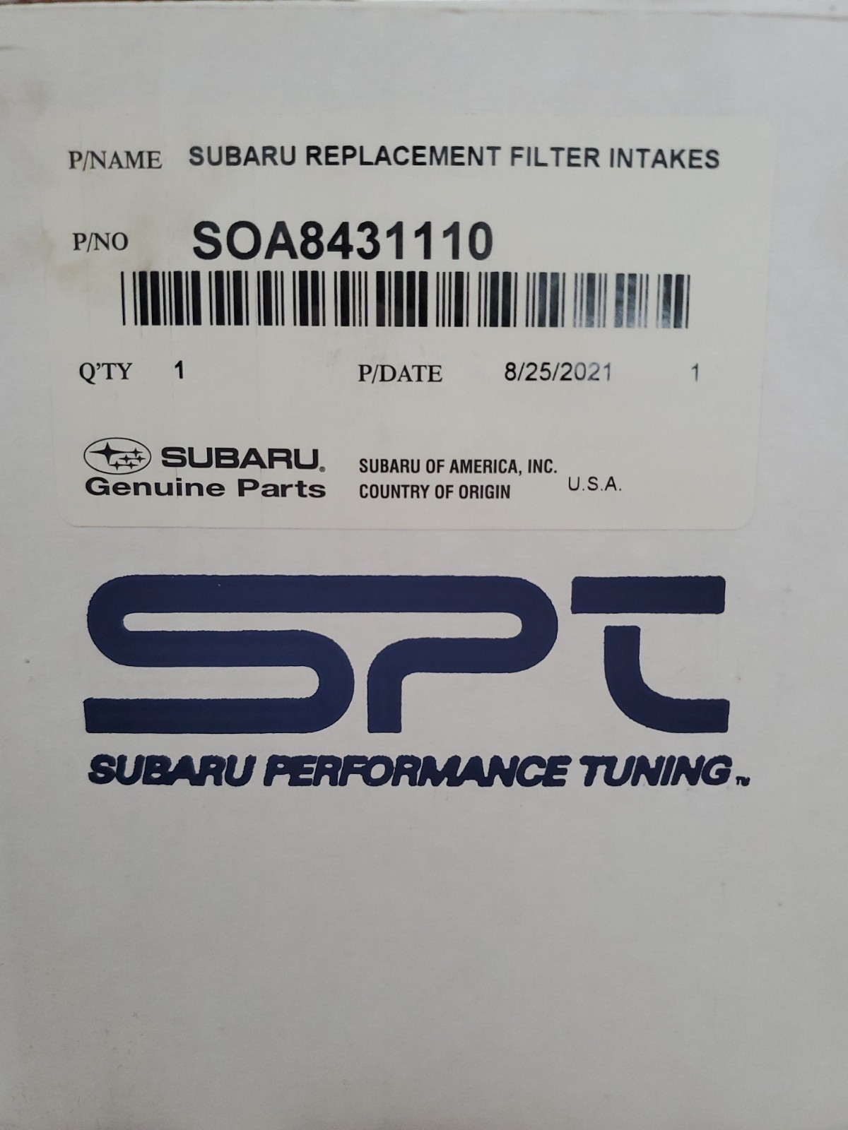 Subaru Factory SPT High Flow Air Intake Replacement Filter 2002-2007 WRX STi GT