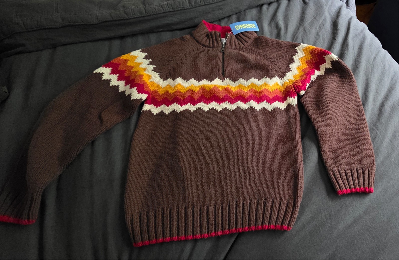 NWT Gymboree Boys Size 8 Fair Isle Sweater Brown 1/4 Zip Cotton Wool 2007