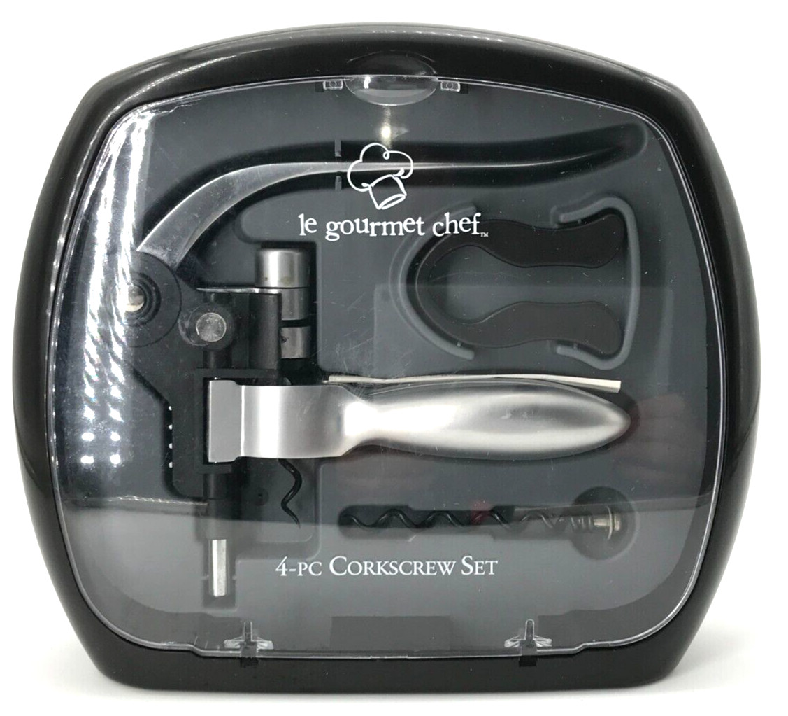 Le Gourmet Chef Corkscrew Wine Set (Wine Enthusiast) 4-Piece with Carrying Case