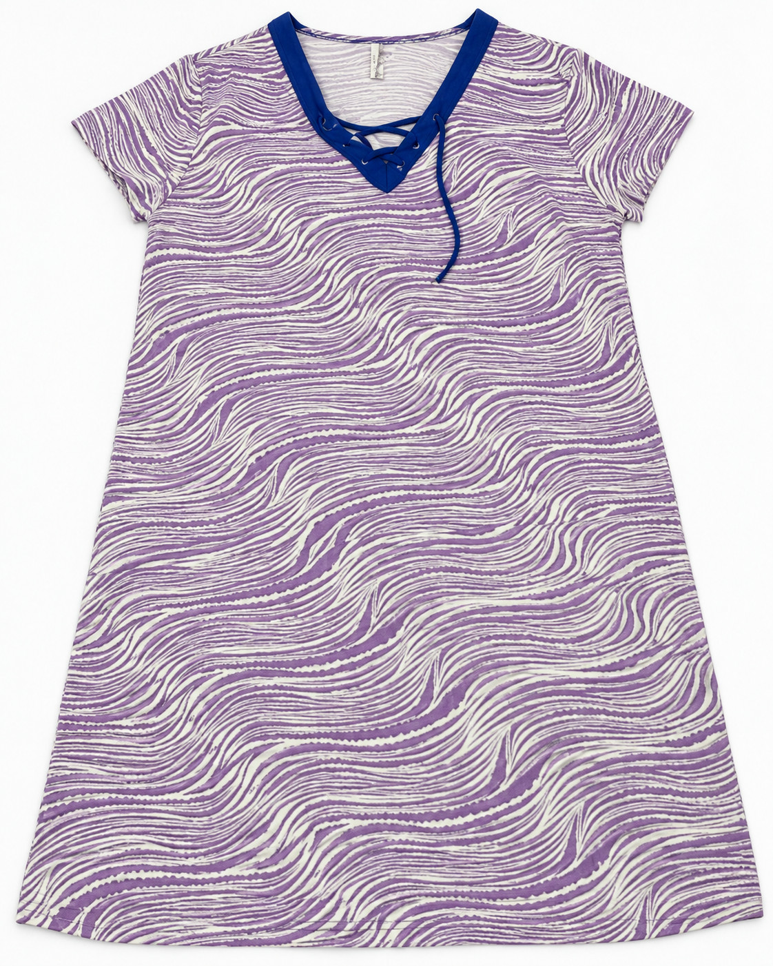 NWT Lulu B Womens XL UPF 50 Purple Wavy Lace Up Knee Length Dress