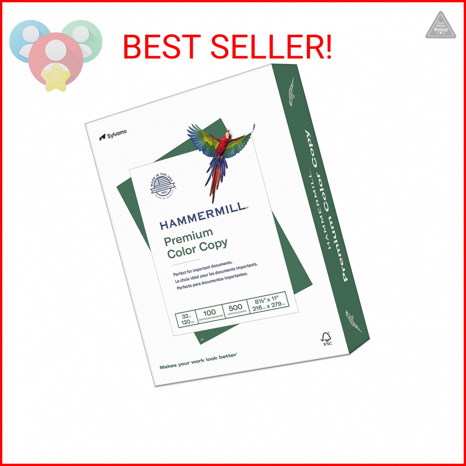 Hammermill Printer Paper, Premium Color 32 Lb Copy Paper, 8.5 x 11 - 1 Ream (500