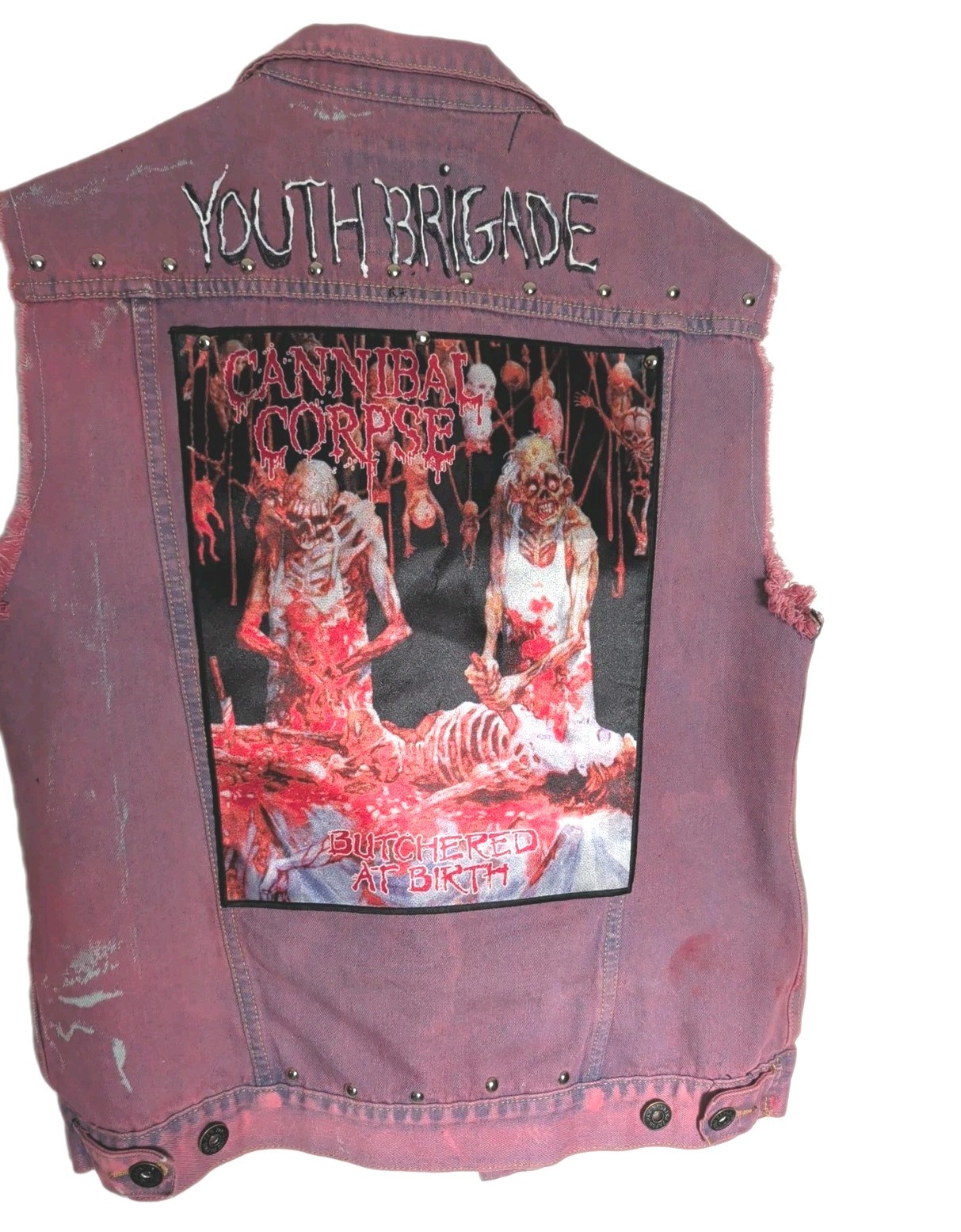 Rolling Paper L Cannibal Corpse Youth Brigade Custom Punk Metal Battle Vest