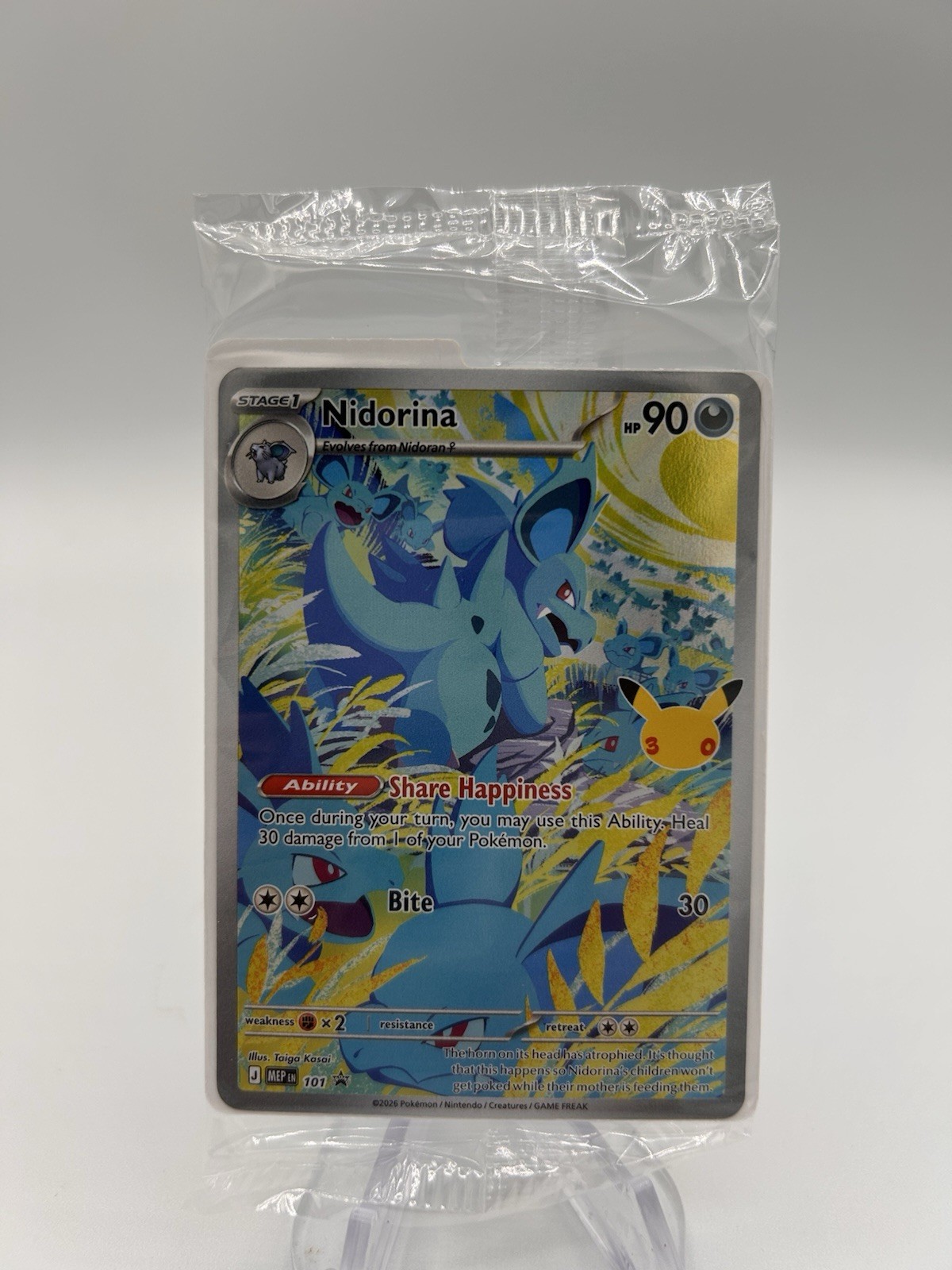 Pokemon 30th Anniversary Promo Pokemon Center ETB Stamped Sealed Nidorina 101 Pokemon 30th Anniversary Promo Pokemon Center ETB Stamped Sealed Nidorina 101