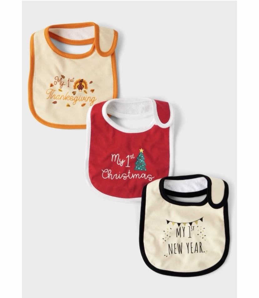 baby’s 1st Thanksgiving, 1st Christmas, 1st New Year’s organic bibs 3-pack NEW baby’s 1st Thanksgiving, 1st Christmas, 1st New Year’s organic bibs 3-pack NEW