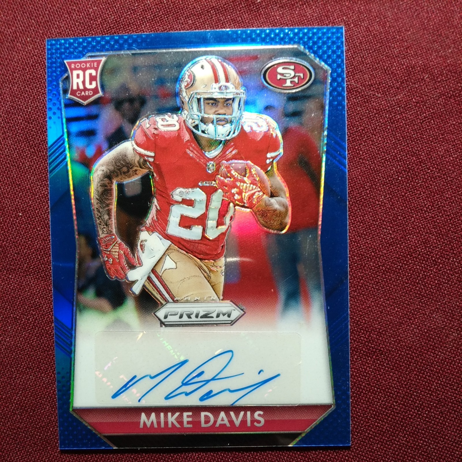 2015 Panini Prizm Blue Rookie Mike Davis San Francisco 49ers RC AUTO #d/99 Nice