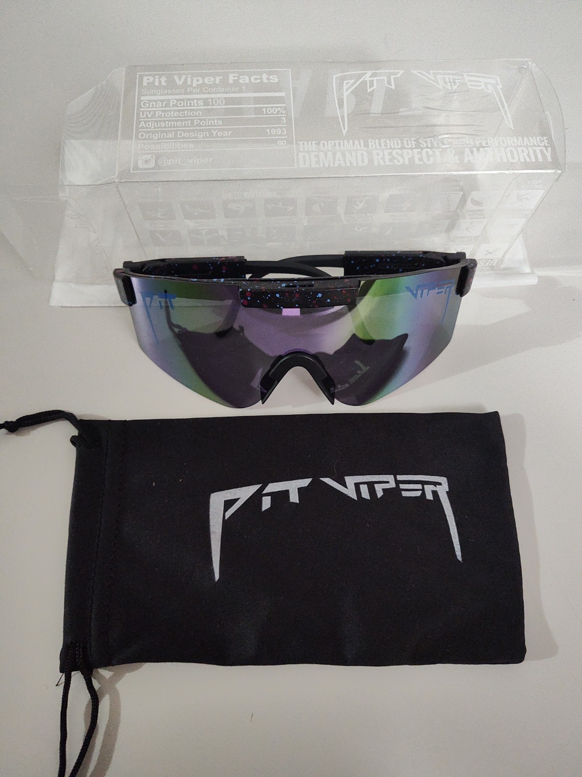Pit Viper Polarized Sunglasses Racing Sports Glasses w/ Box & Pouch