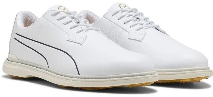 Puma Royale Single Malt 311282-02 Puma White Deep Navy Gold Men Golf Shoe