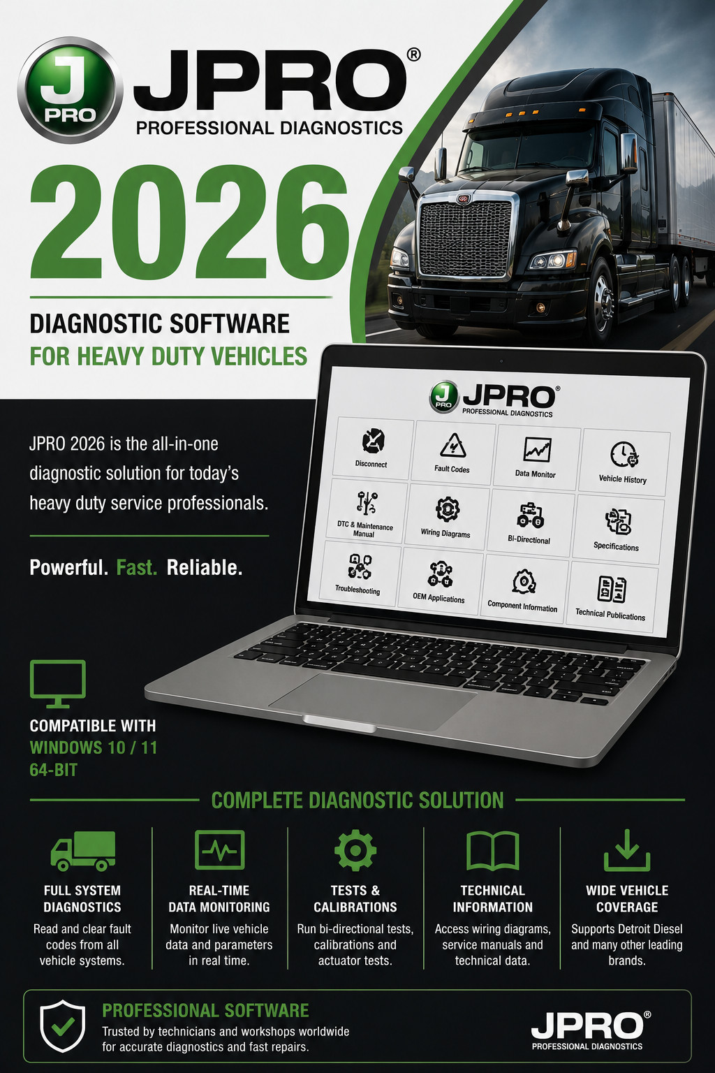 JPRO 2026 Truck Diagnostic Software – Heavy Duty – Remote Installation Service