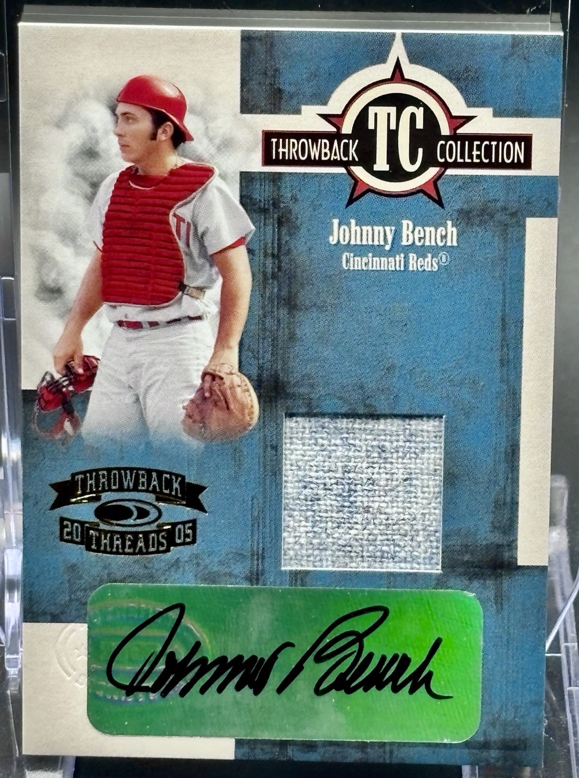 2005 Donruss Throwback Threads Johnny Bench Jersey Auto /25 #TC-73 Reds 2005 Donruss Throwback Threads Johnny Bench Jersey Auto /25 #TC-73 Reds