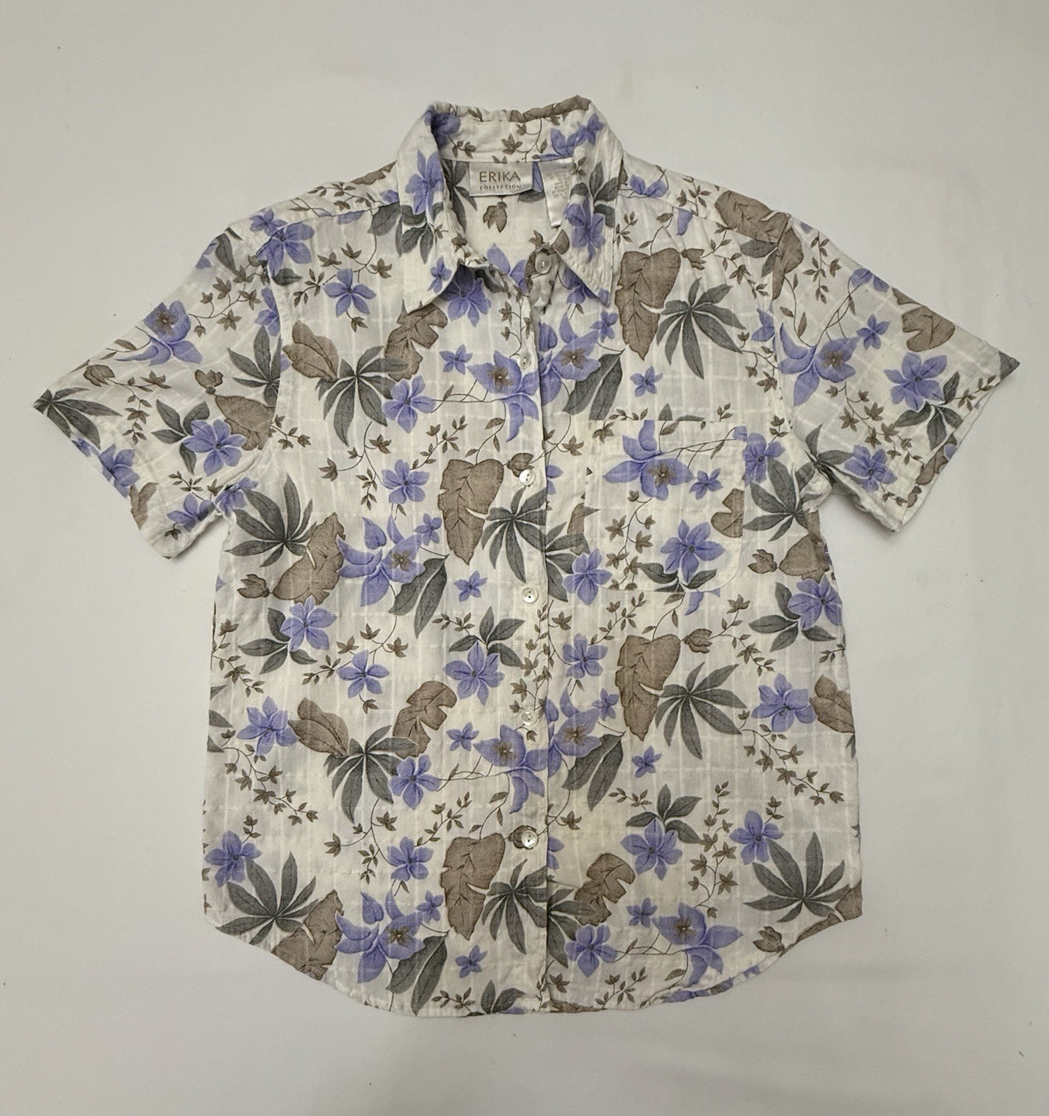Vintage EUC 1990s Erika Collection Floral Button Front Blouse Made in Nepal Med Vintage EUC 1990s Erika Collection Floral Button Front Blouse Made in Nepal Med