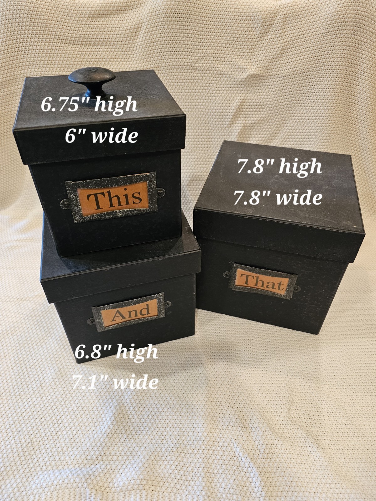 Rustic Primitive This And That Black Square Nesting Paper Mache Boxes ~ SET OF 3 Rustic Primitive This And That Black Square Nesting Paper Mache Boxes ~ SET OF 3