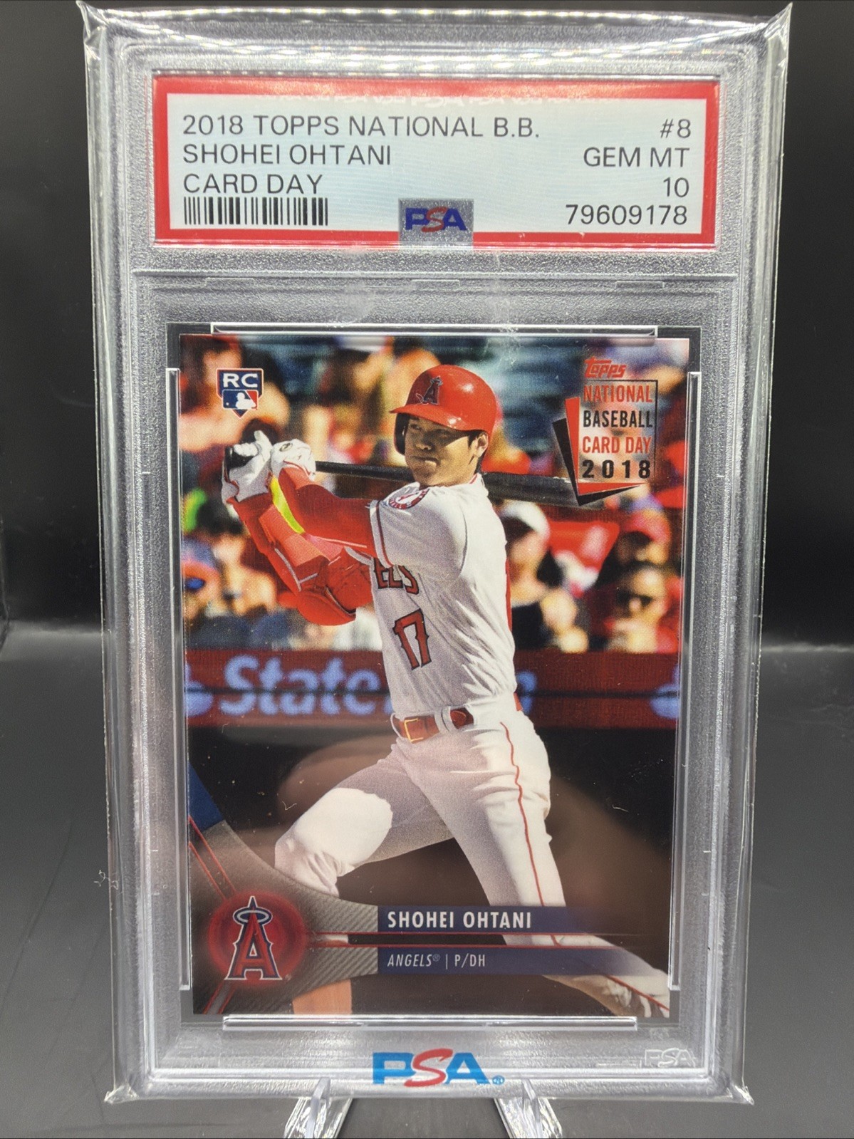 2018 Topps National B.B. Card Day #8 Shohei Ohtani Angels RC Rookie PSA 10 2018 Topps National B.B. Card Day #8 Shohei Ohtani Angels RC Rookie PSA 10