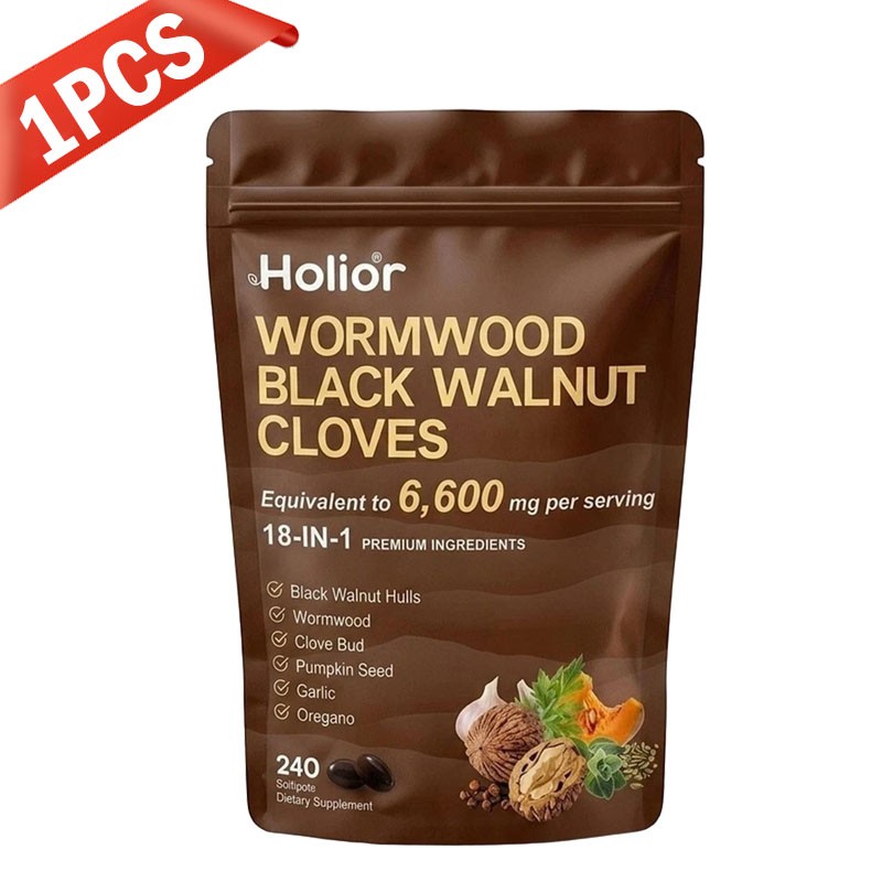 5X Holior 18-in-1 Wormwood Black Walnut Cloves Gut Digestive Softgels 6600mg