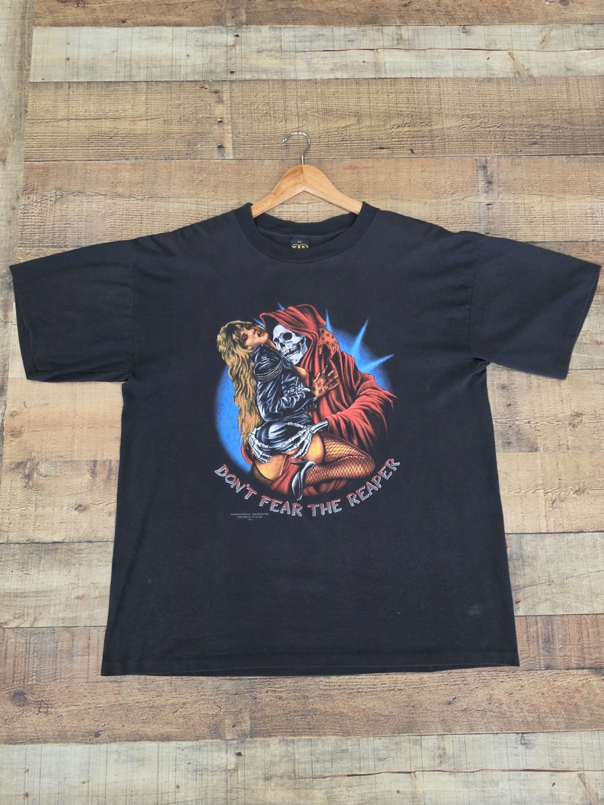 Vintage 1992 3D Emblem Don’t Fear The Reaper Biker T Shirt XL Saginaw MI USA